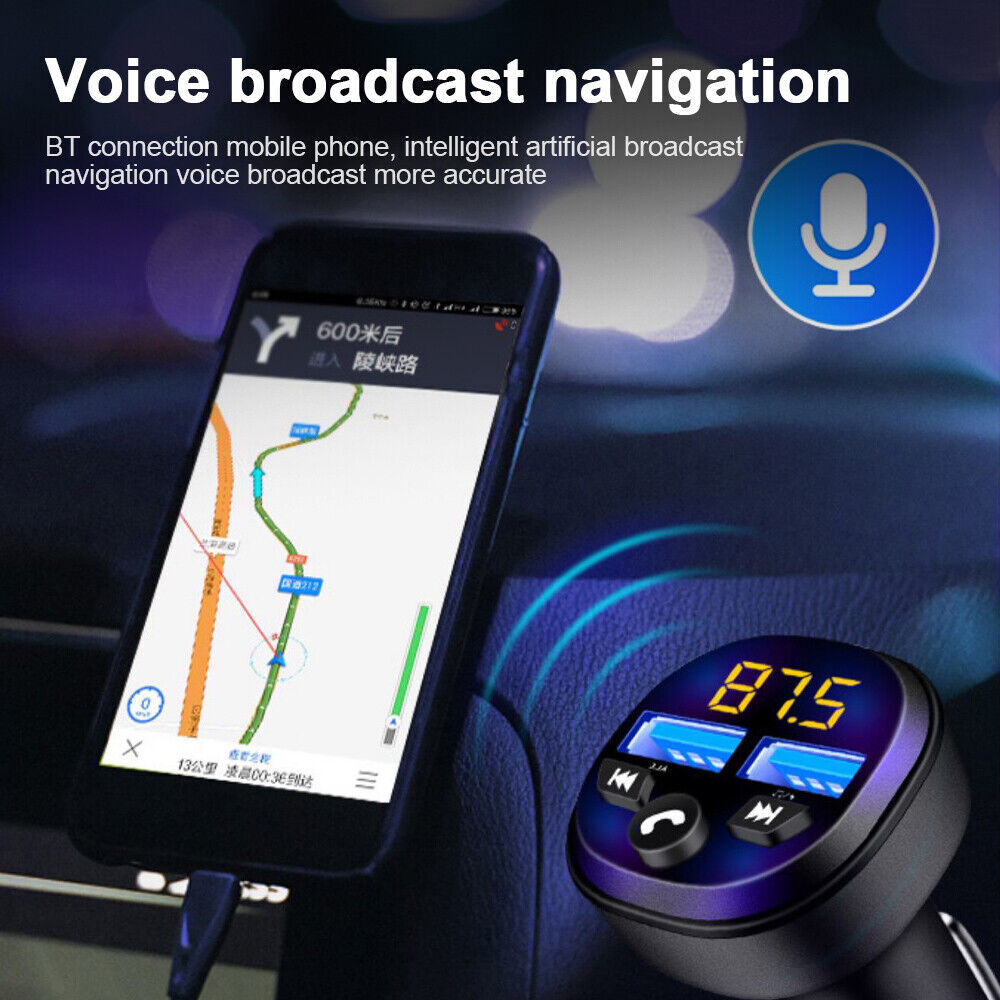 Cigarette Lighter Car Bluetooth FM Transmitter Radio Adapter 2 USB Charger