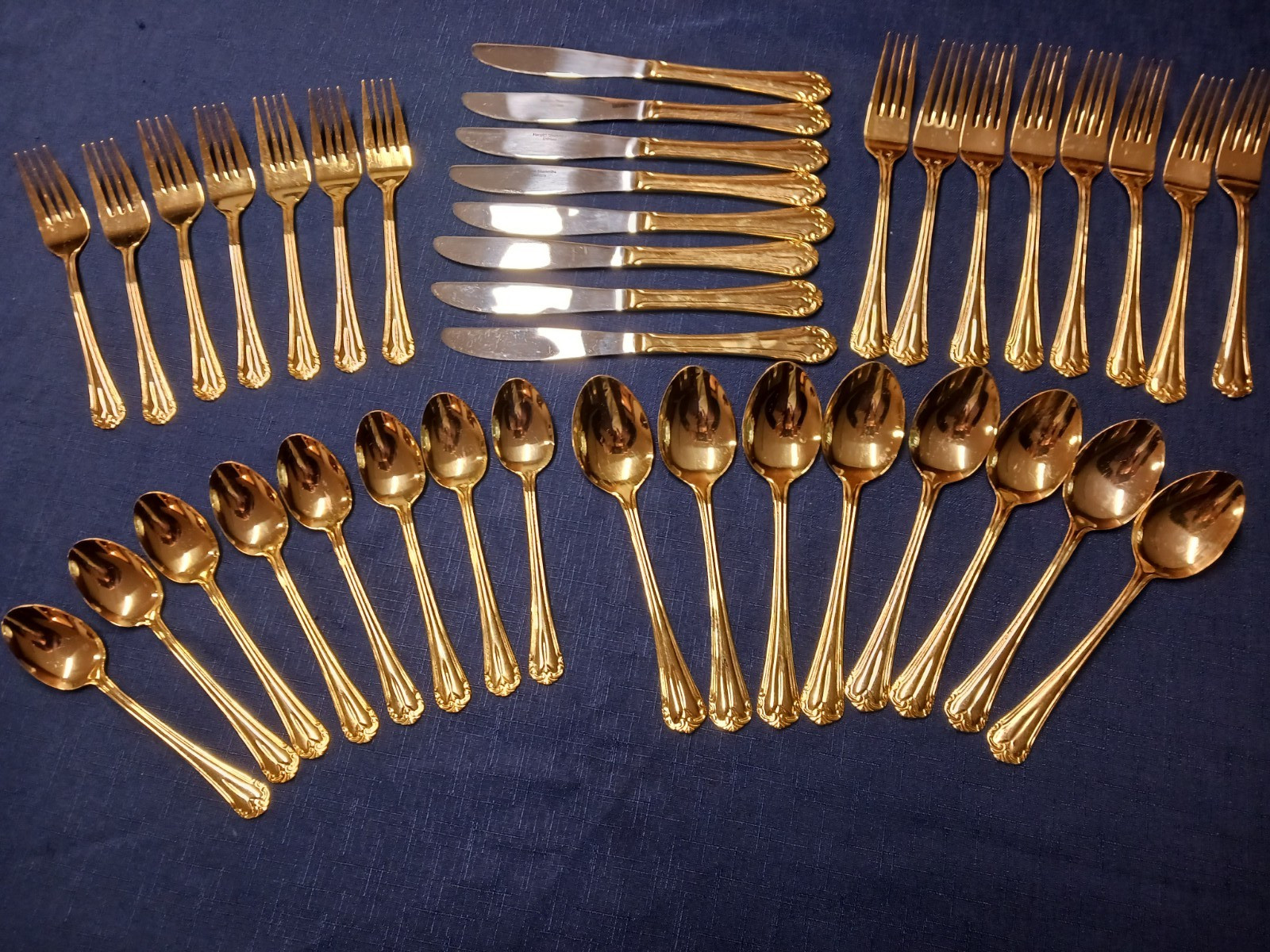 Hampton Silversmith’s Gold Electroplate Stainless Flatware 39  Pieces