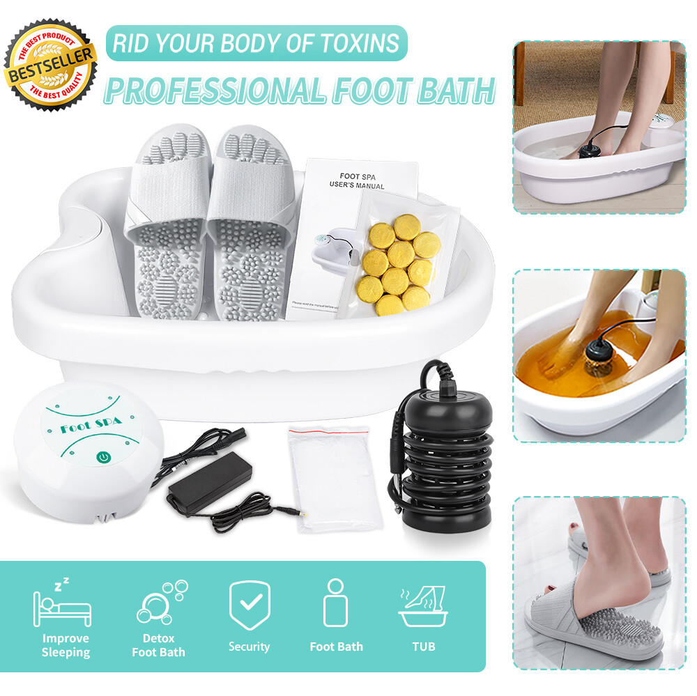 Ionic Foot Spa Bath Detox Cleanse Machine with tub Ginger Pieces & Slipper