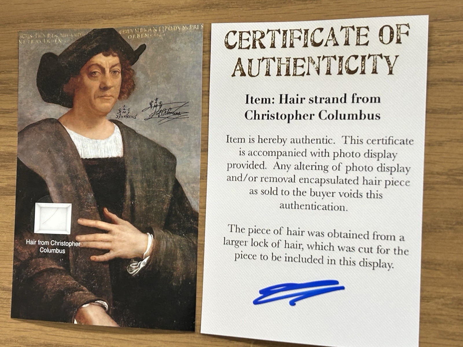 Christopher Columbus Hair Strand Lock Piece Speck Relic Historic unsigned