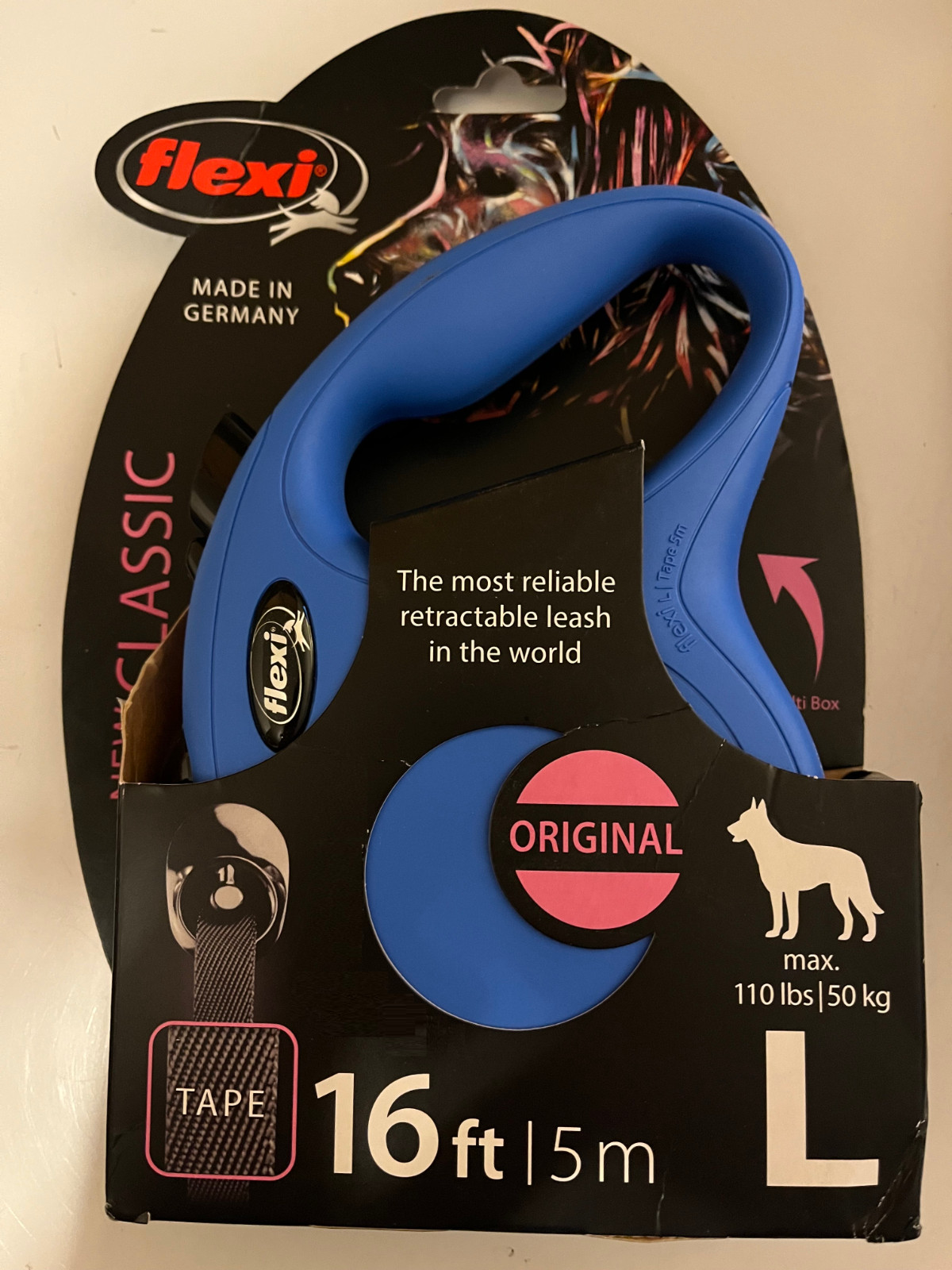 Flexi 16ft Original Blue Tape Retractable Dog Leash Large
