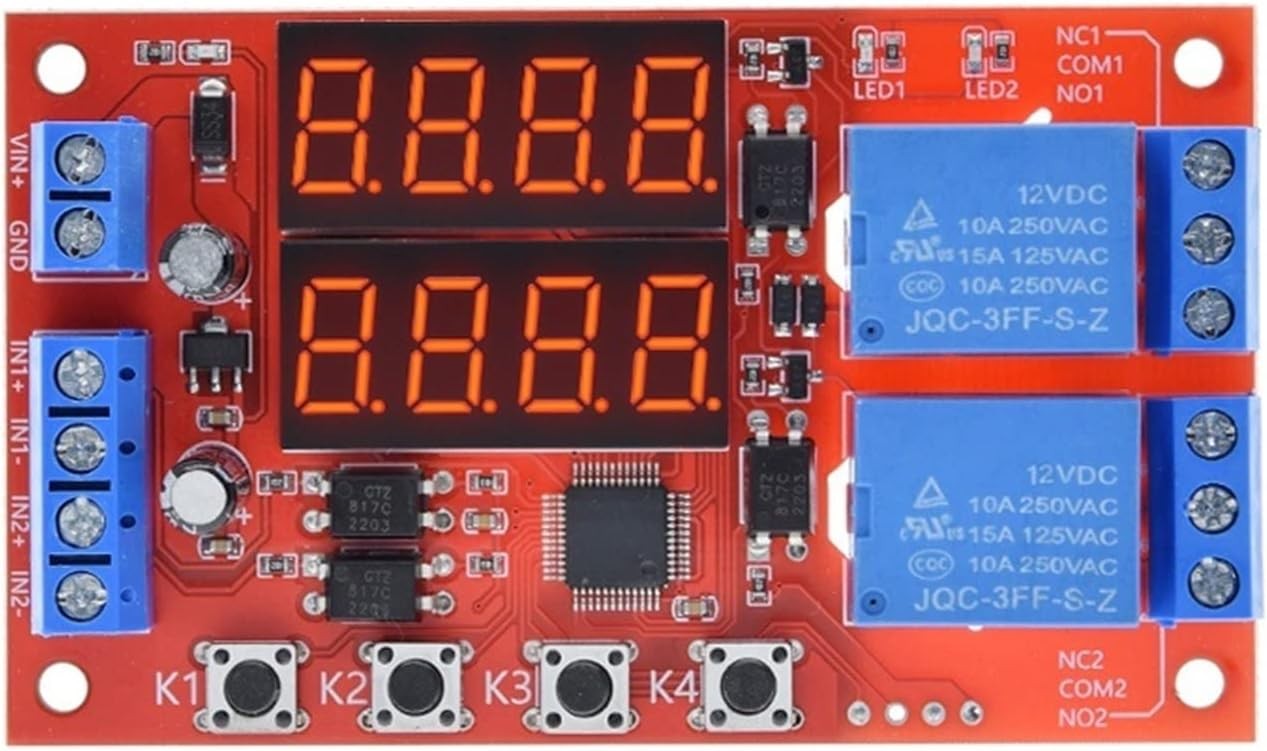 12V 10A Adjustable Time Delay Relay Module 32 Modes Dual Way LED Timer Switch US