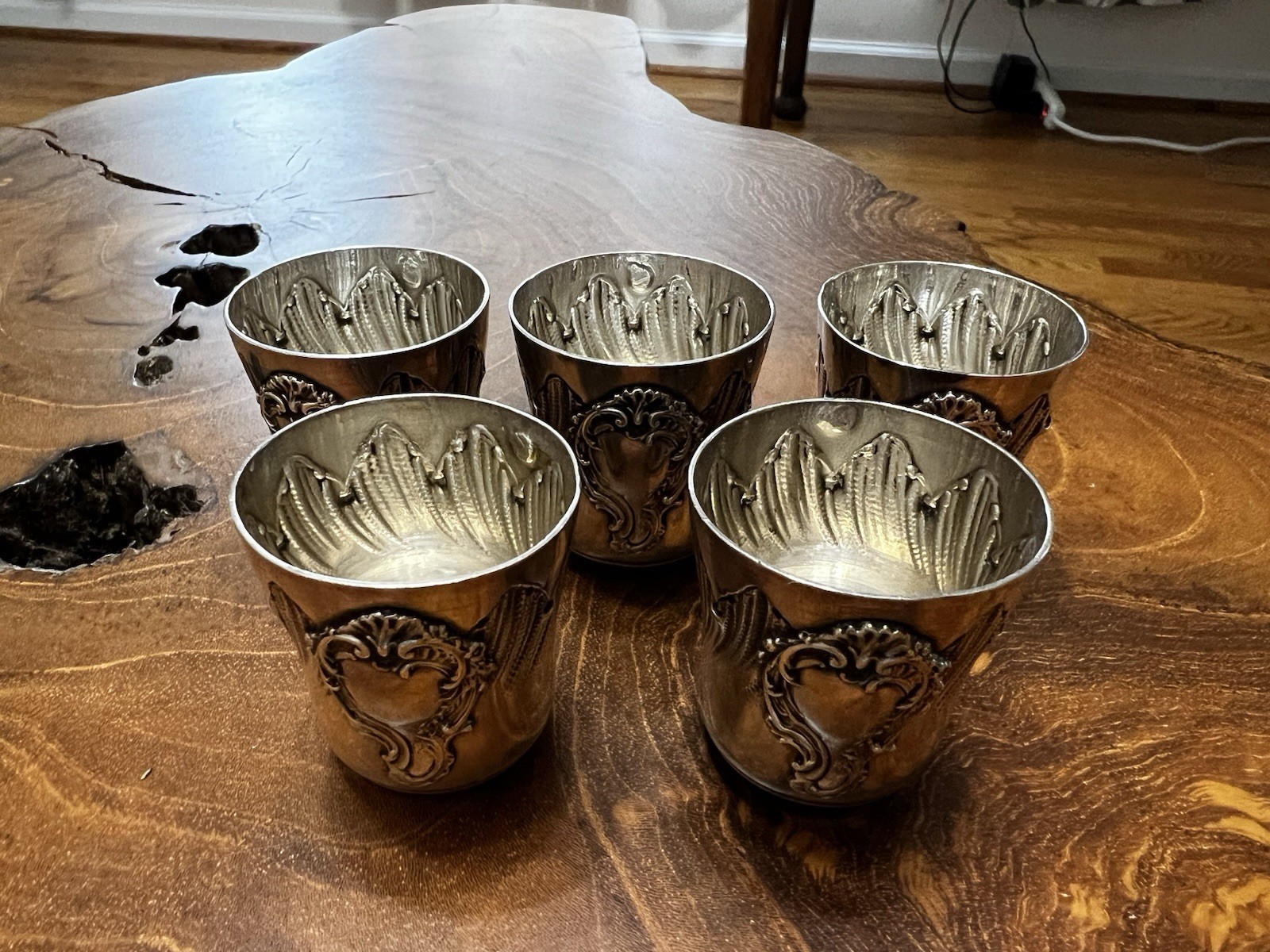 Antique Victorian French Sterling Silver Julep Cup Timbale Floral Hallmarked