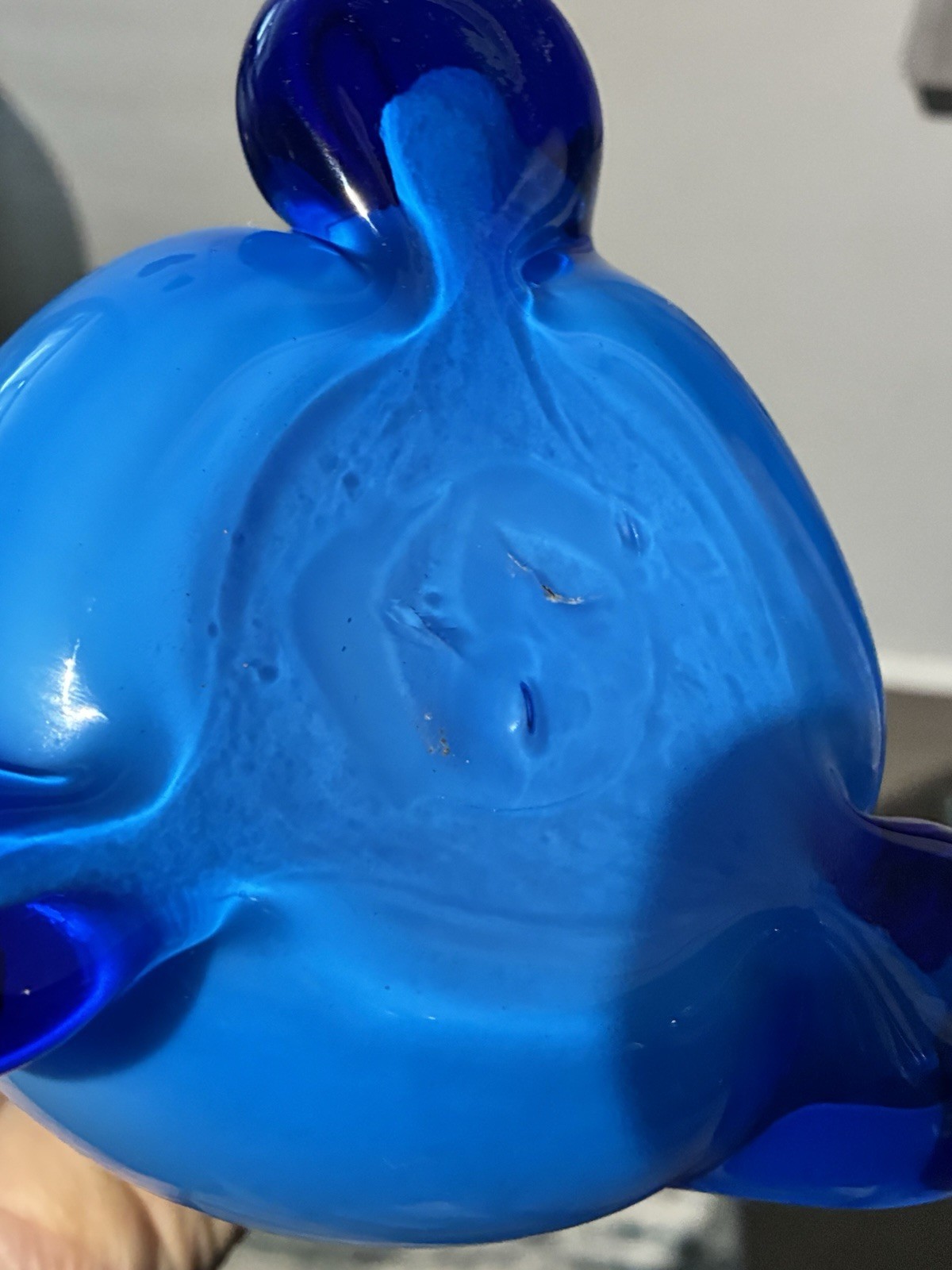 VTG TALL MURANO EMPOLI ALROSE BLUE GLASS VASE CRISTALLERIA FRATELLI BETTI 20”