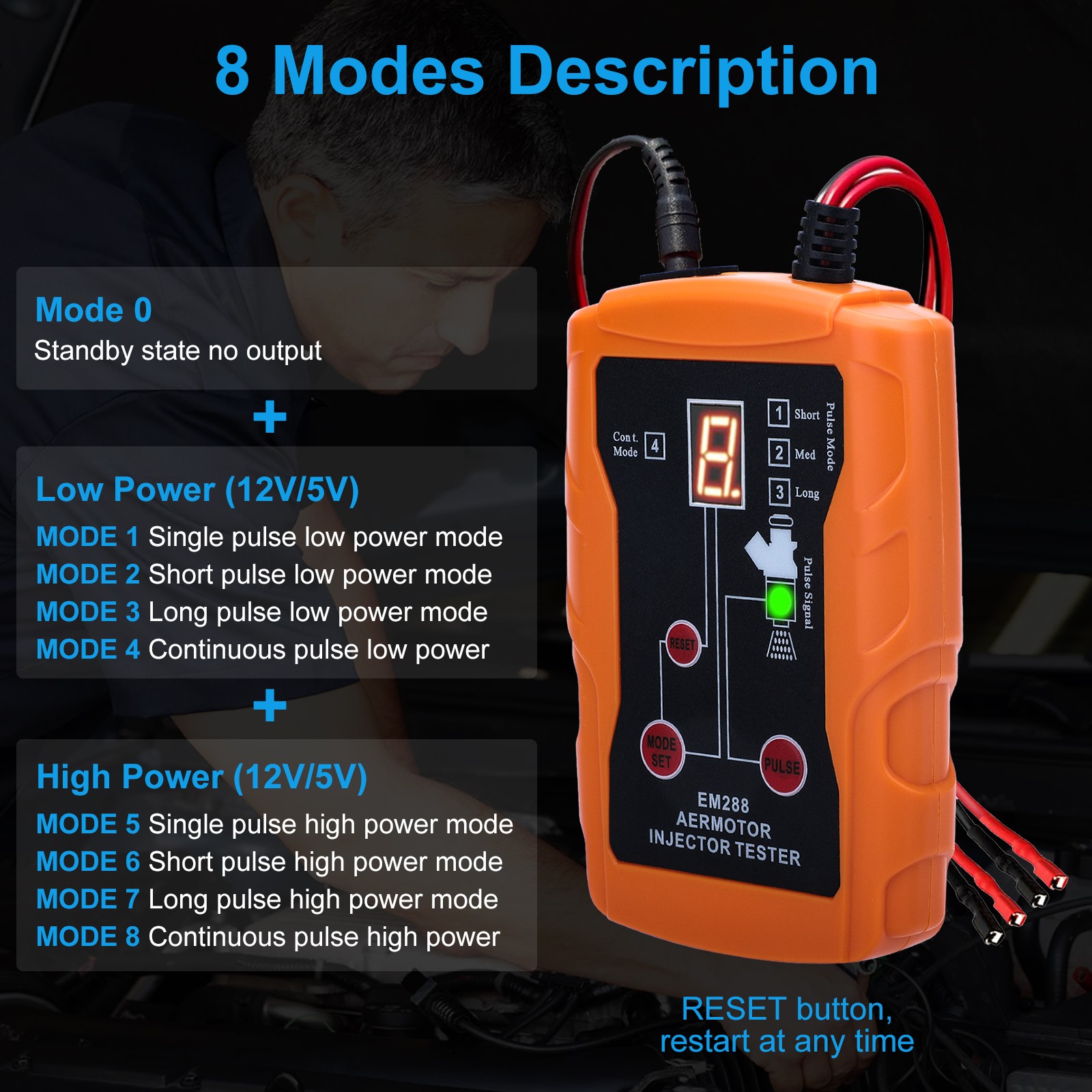Universal Fuel Injector Tester Cleaner & Adapter DIY Cleaning Tools Kit Set 12V