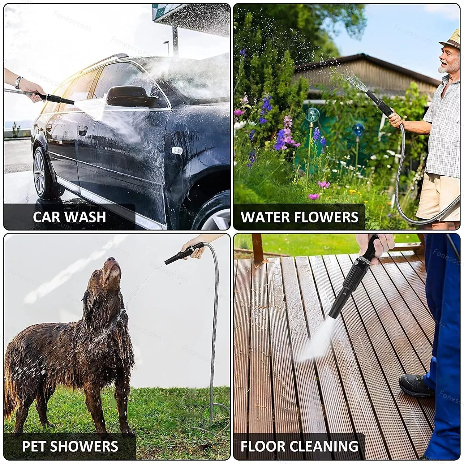 25/50/75/100FT Stainless Steel Metal Garden Water Hose Pipe Flexible Lightweight