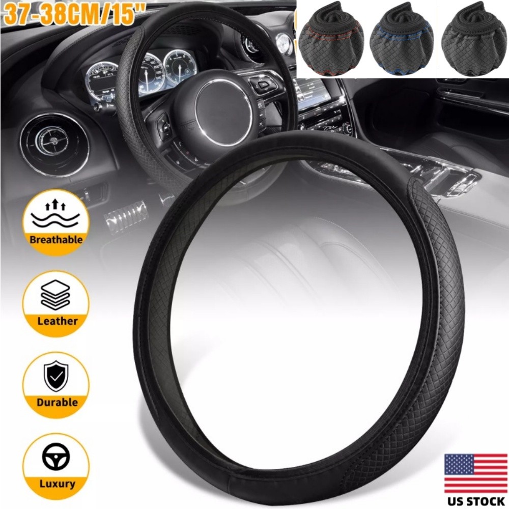 Car Steering Wheel Cover 14.5–15 inch Non-Slip Breathable Steering Wheel Cover
