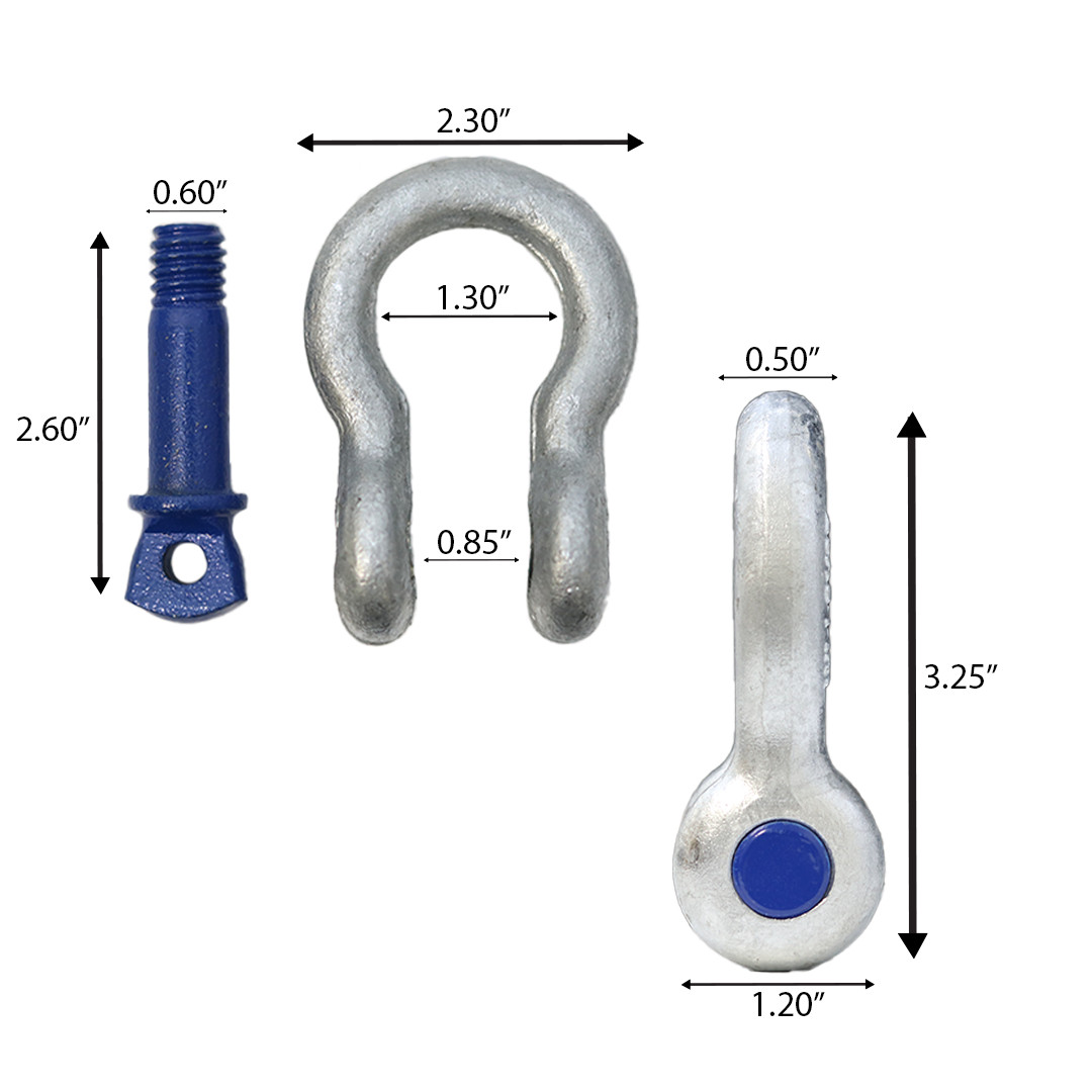 1/2" 2 Pack Shackle Screw Pin Clevis Rigging Forged - 2 Ton
