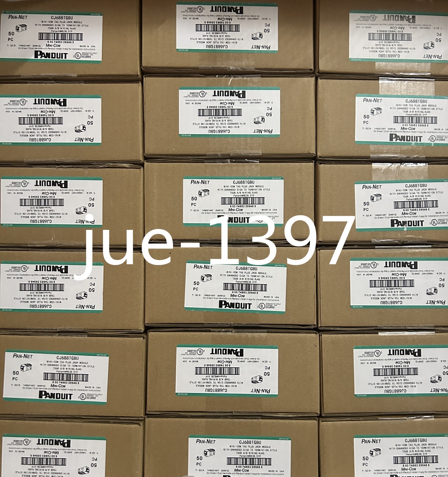 Panduit Giga TX Cat6 jack blue CJ688TGBU BOX OF 50. Free shipping！