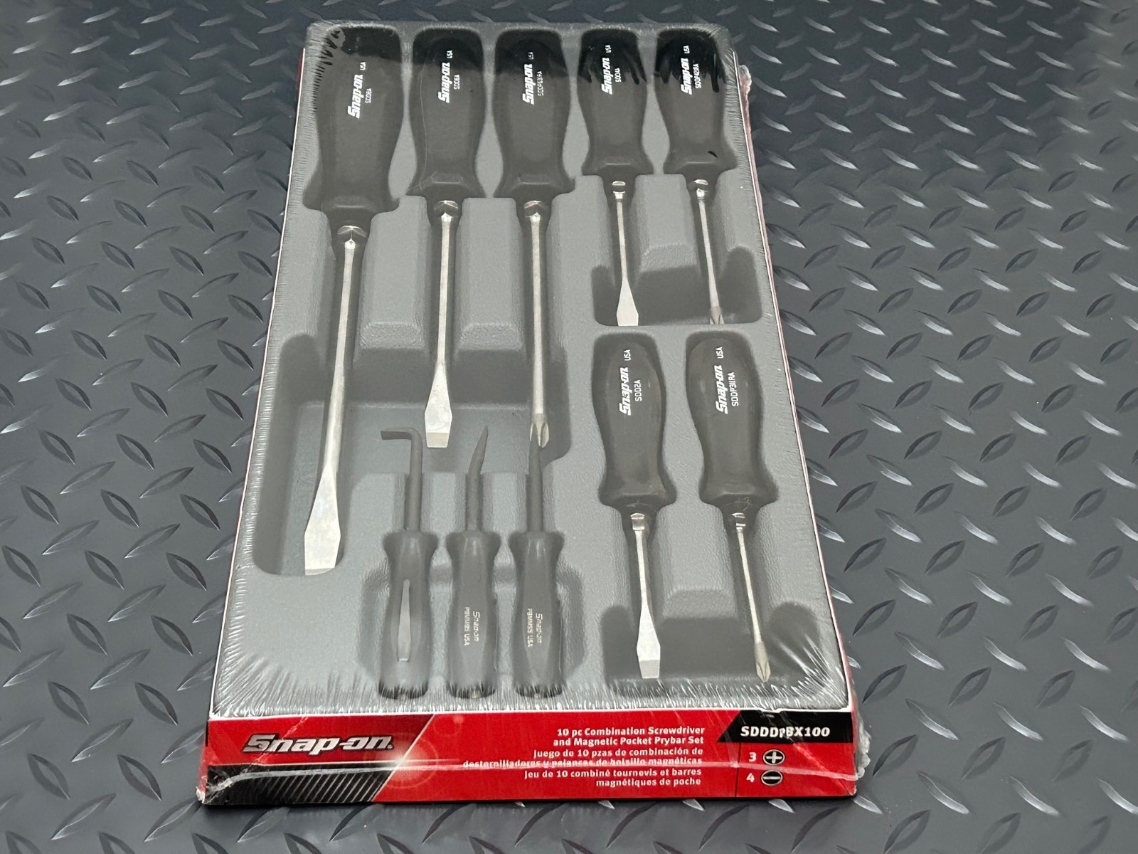 Snap On 10pc Black Hard Handle Combination Screwdriver Prybar Set SDDDPBX100 New