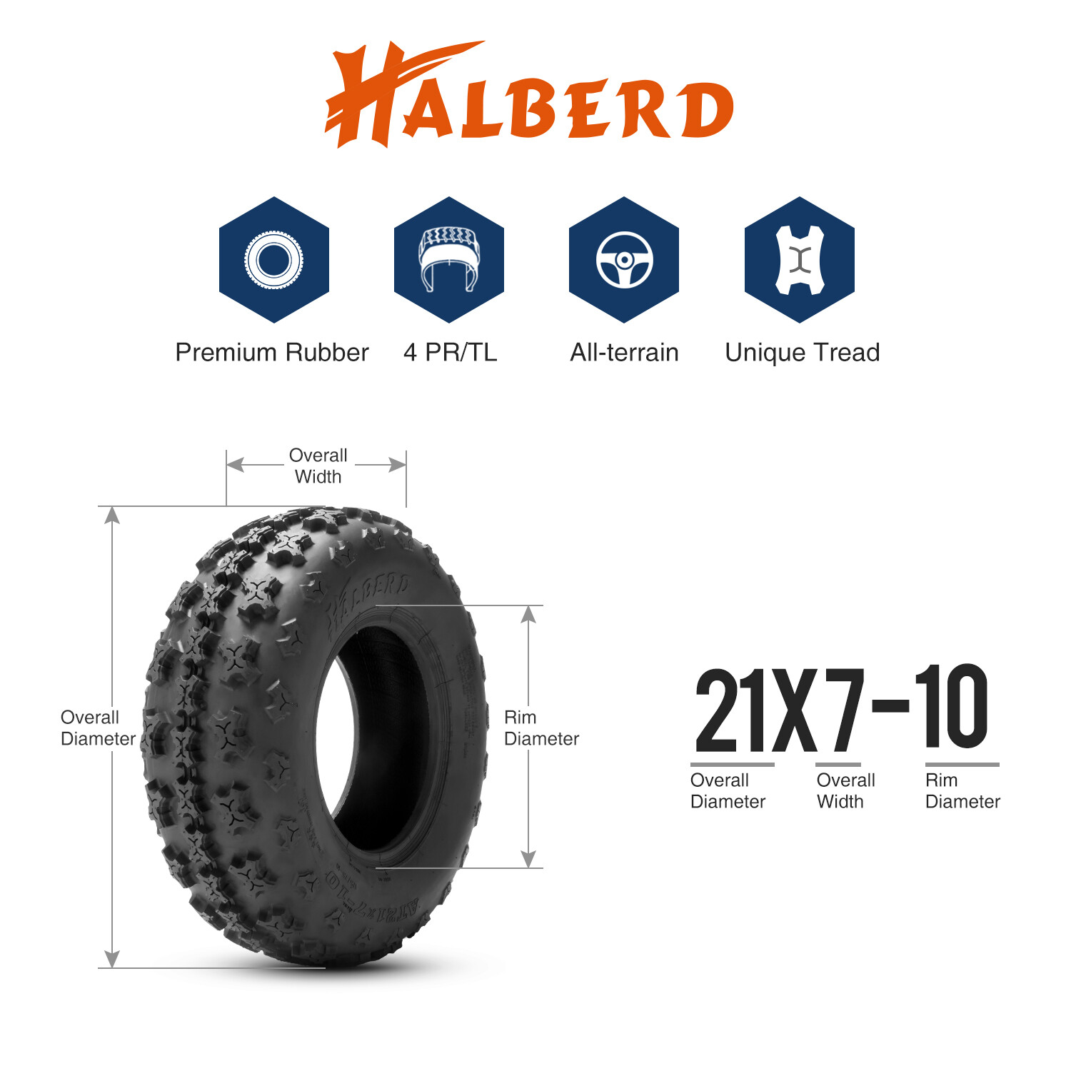 Full Set 4 21X7-10 20X10-9 ATV Tires Heavy Duty 4Ply Tubeless Replacement Tyres