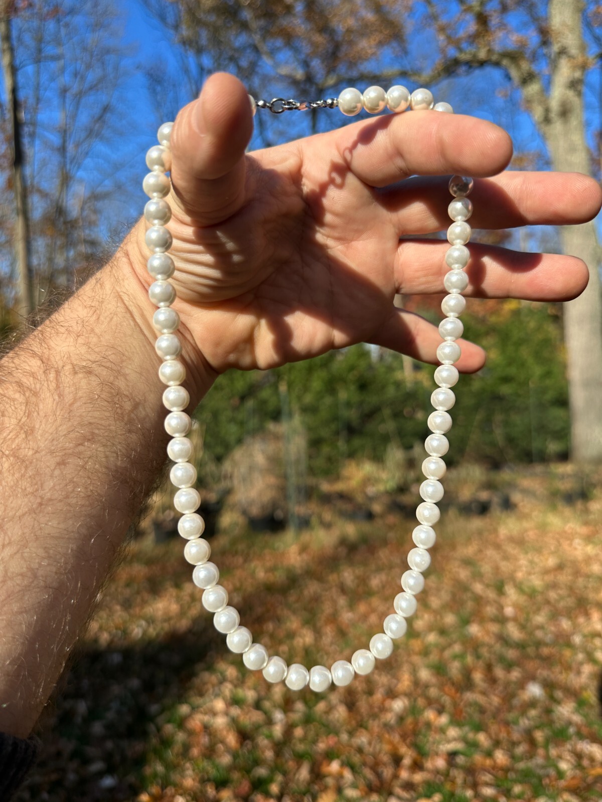 Cultured Pearl Necklace W. Real 925 Silver Clasp For Men Women 4-10mm All Length