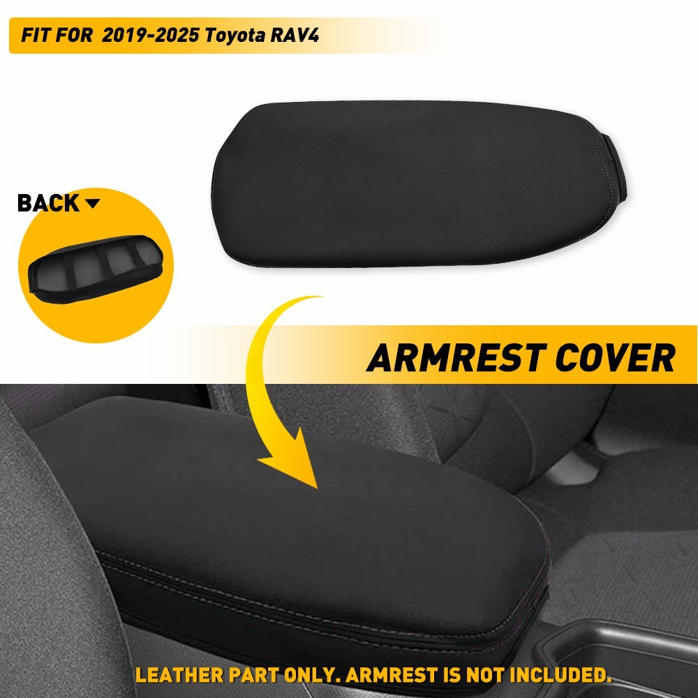 Fit 2019-2025 Toyota RAV4 Center Console Lid Armrest Cover Panel Leather Black V