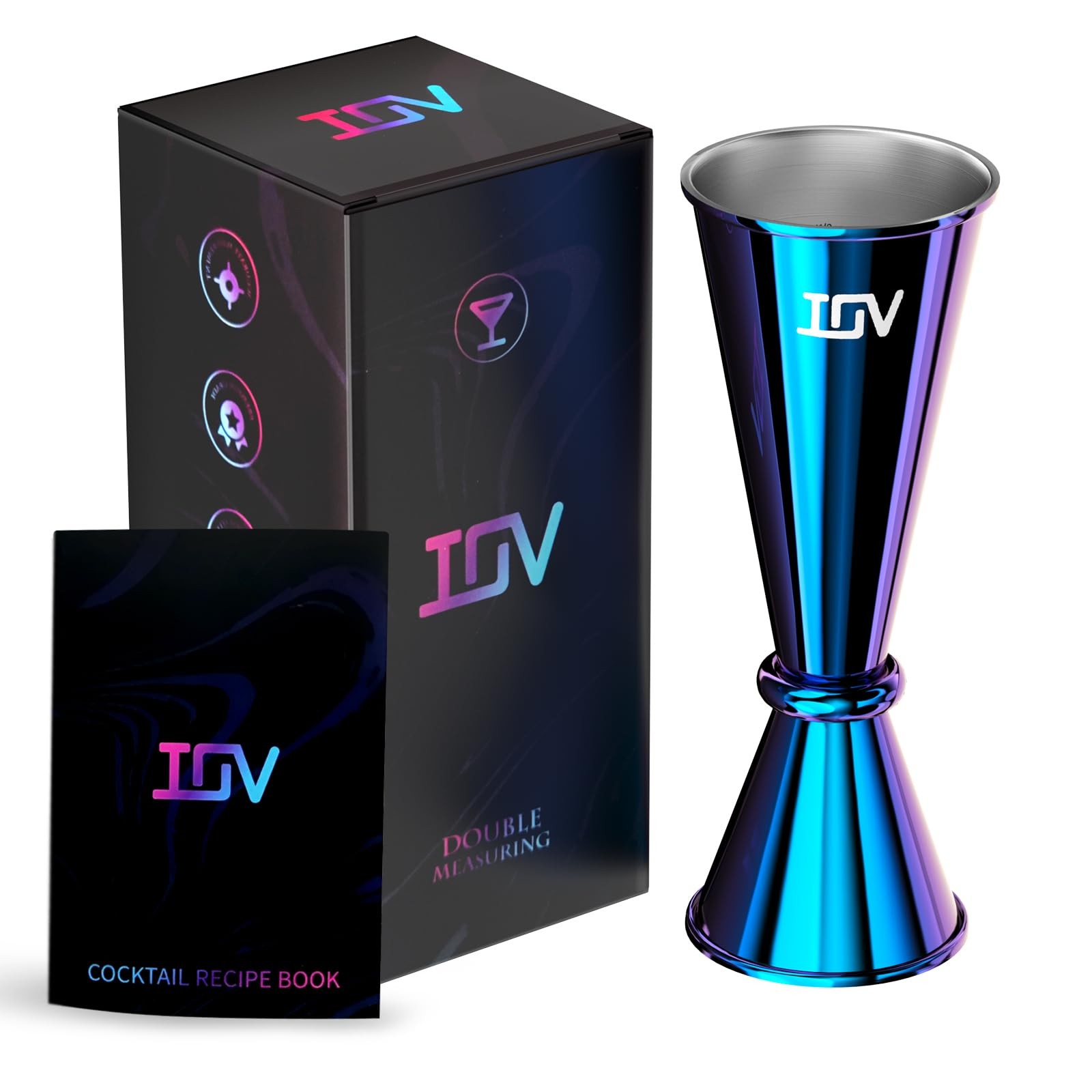 IOV Jigger for Bartending, Professional Double Cocktail 1/2oz, Rainbow