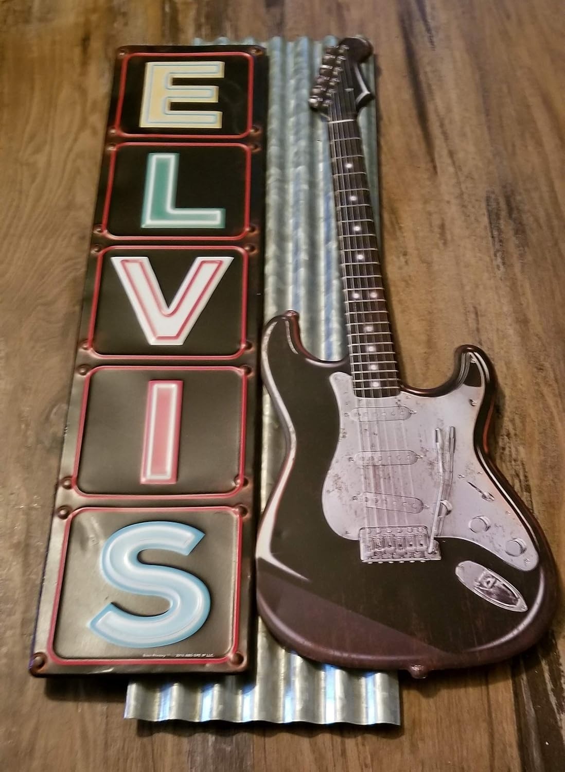 Elvis Presley Marquee Style Metal Wall Sign with Guitar Bar Restaurant Garage