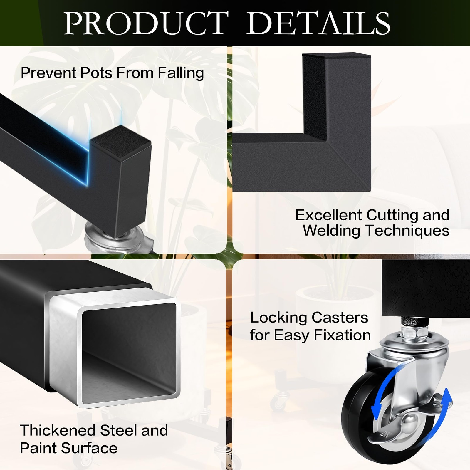 2 Pack 14" Plant Caddy with Wheels, Heavy Duty Metal Rolling Plant Dolly, Pla...