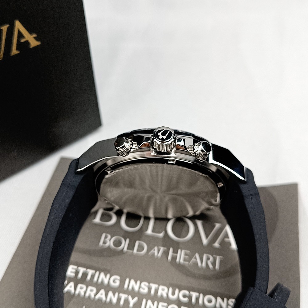 Bulova Marine Star 98B127 Chronograph Black Dial Rubber Strap Men's Quartz Watch