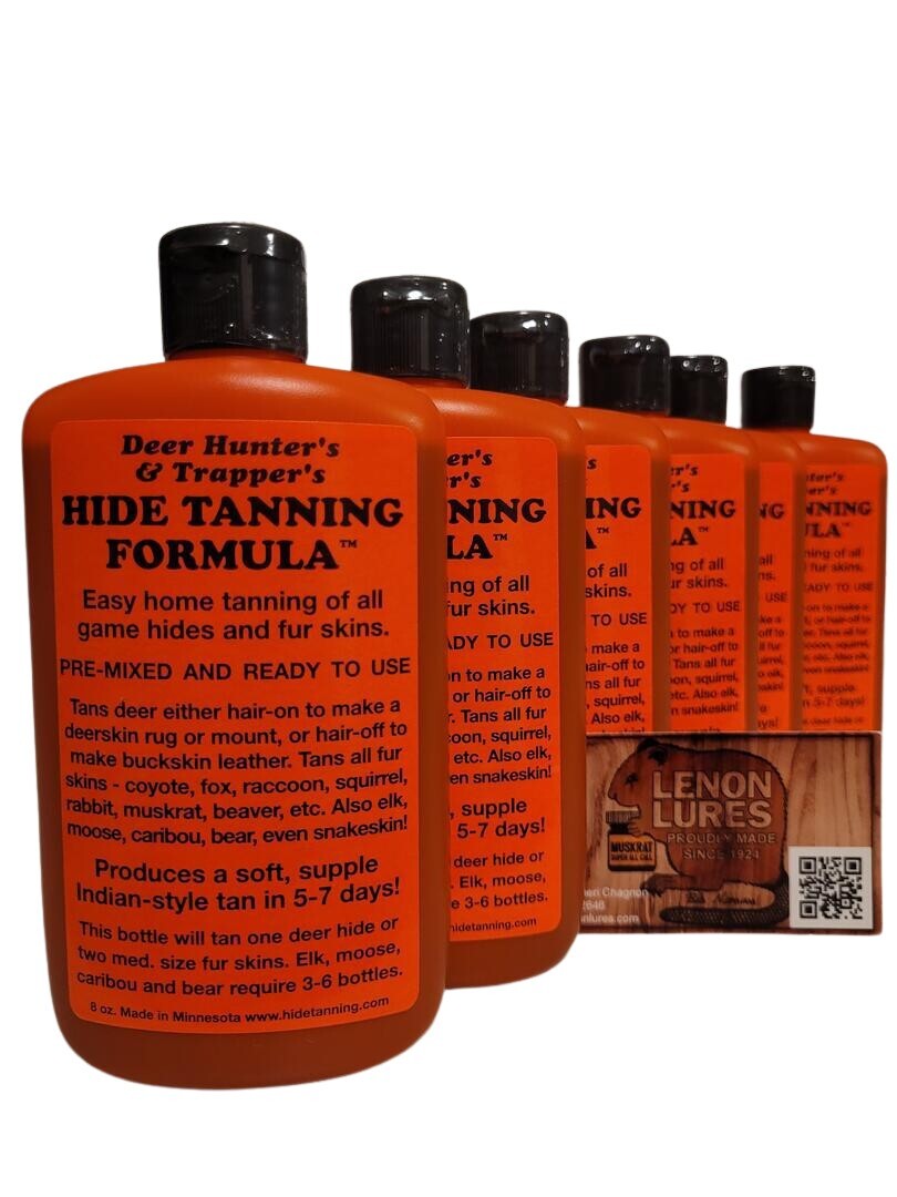 Deer Hunter's & Trapper's HIDE TANNING FORMULA 8 oz Bottle Sold By Lenon Lures