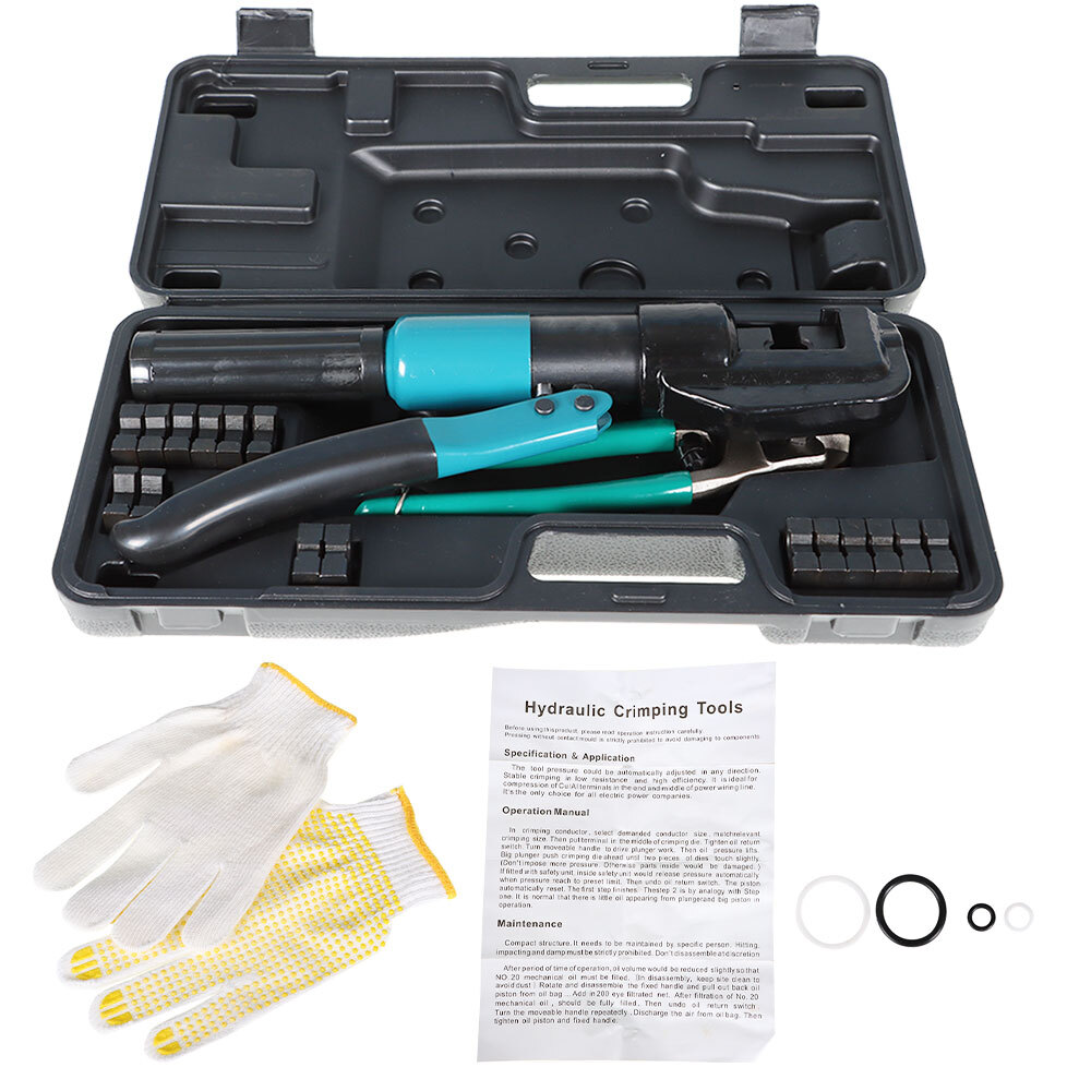 10 Ton Hydraulic Crimper Crimping Tool WIth 9 Dies Wire Battery Crimper Tool New