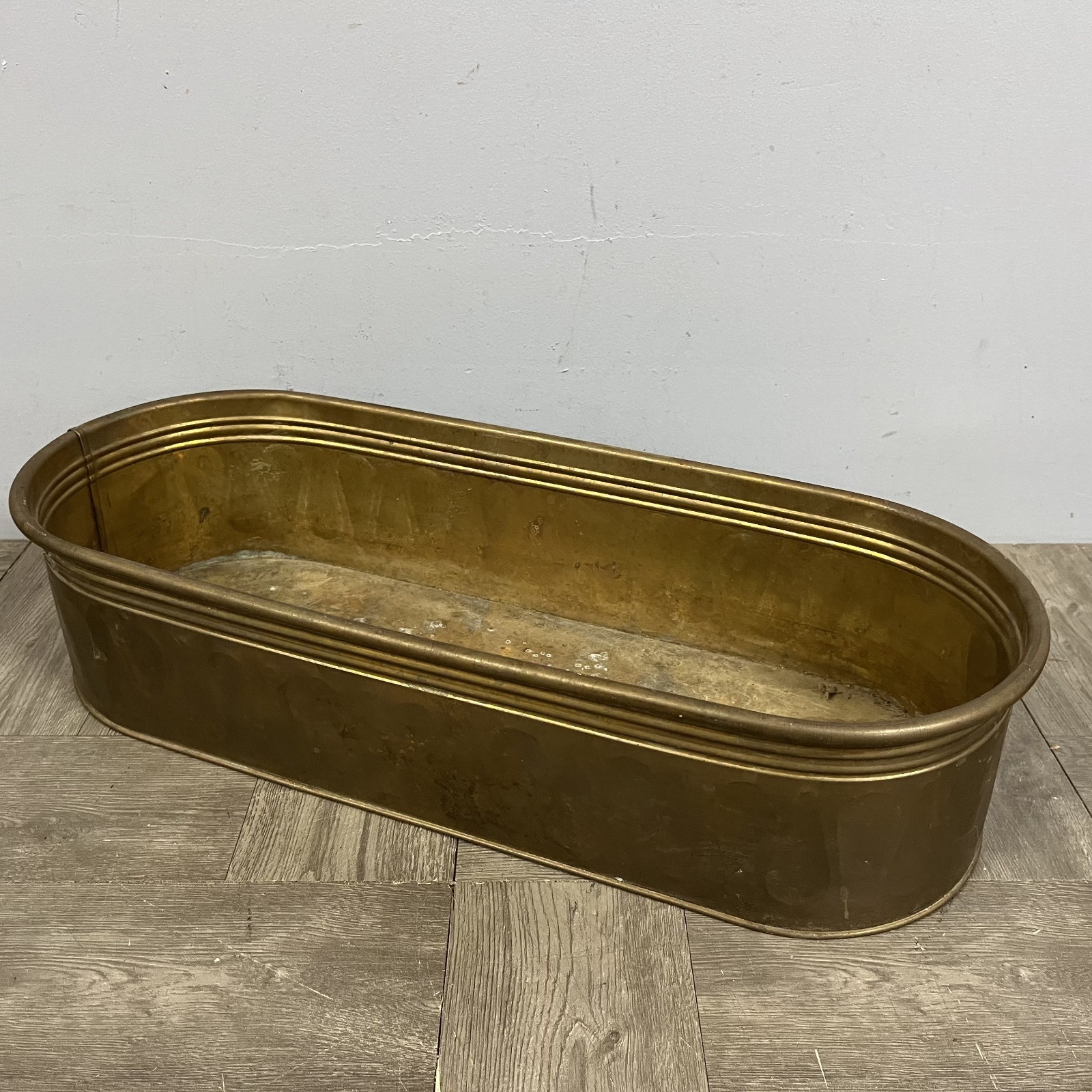 VTG 20" Oval Copper Garden Cache Pot Trough Planter Herb Window Box Farmhouse
