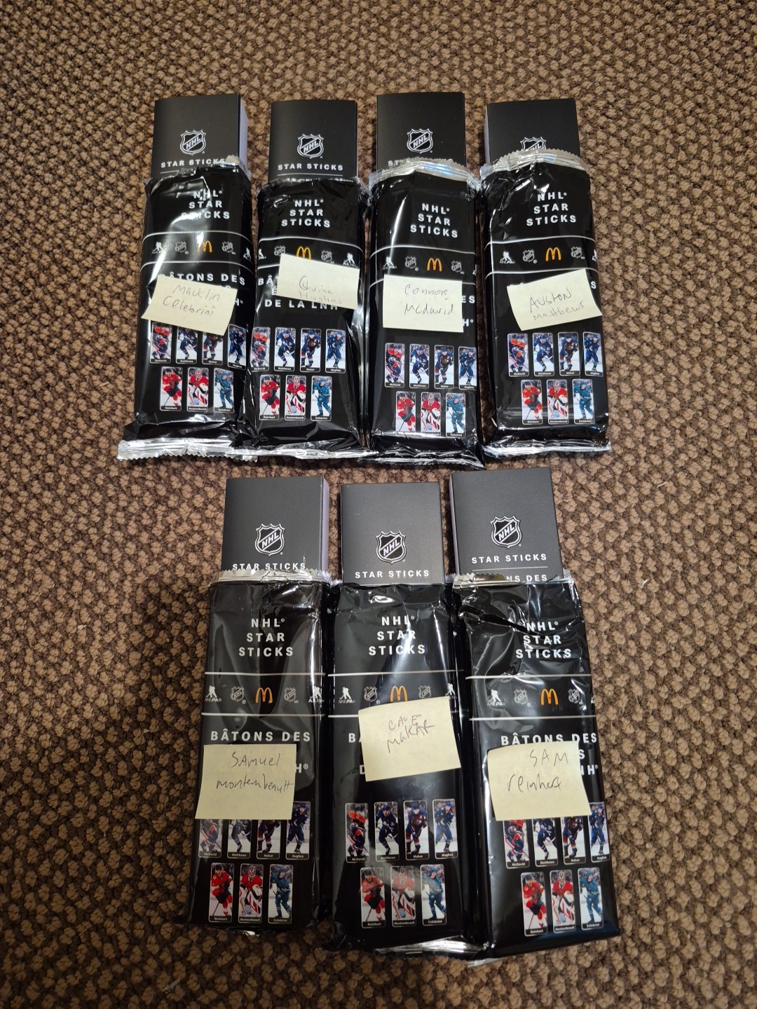 COMPLETE FULL SET (X7) NHL MCDONALD'S Star Sticks Box Canada 2026 Celebrini +++