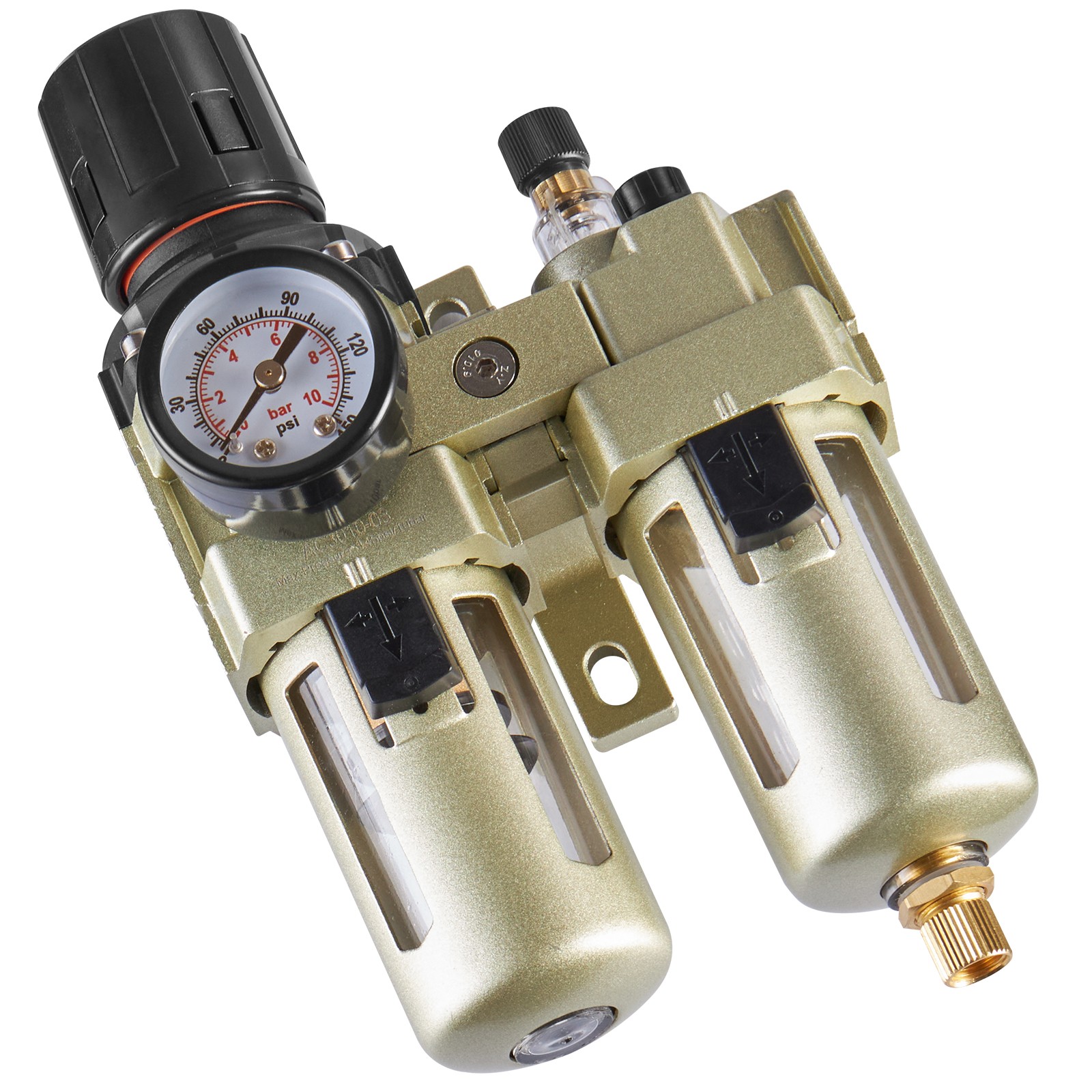 VEVOR Air Compressor Filter Regulator Lubricator 3/8" NPT Semi-Auto 145PSI Max