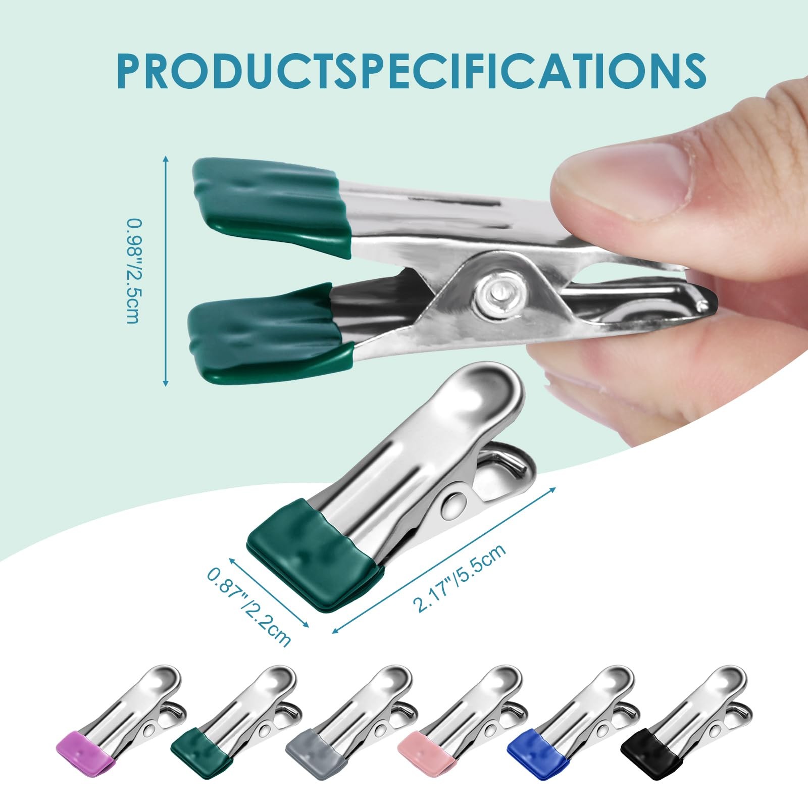 36 Pack Heavy Duty Clothes Pins, 2.17-Inch Stainless Steel Chip Clips, Multip...