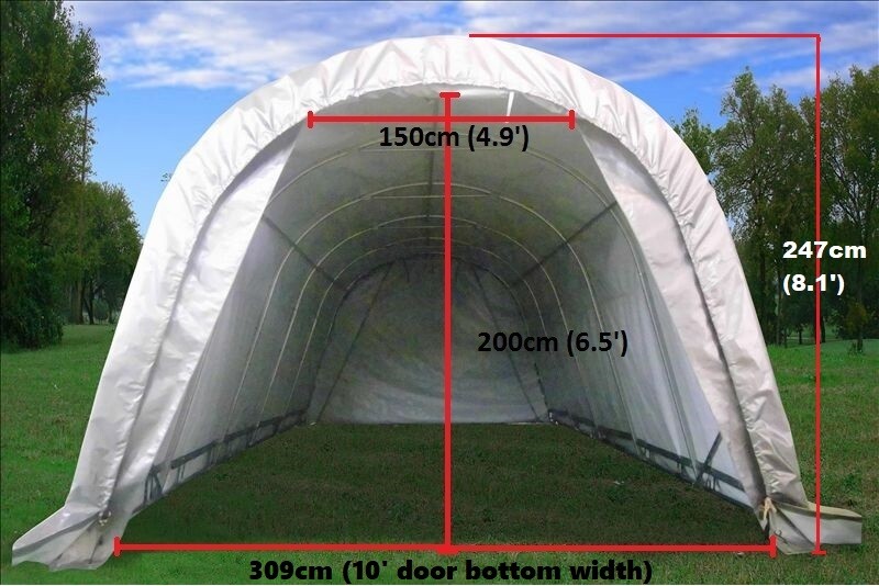 20'x12' Grey Round Top Carport Garage Storage Canopy Shed