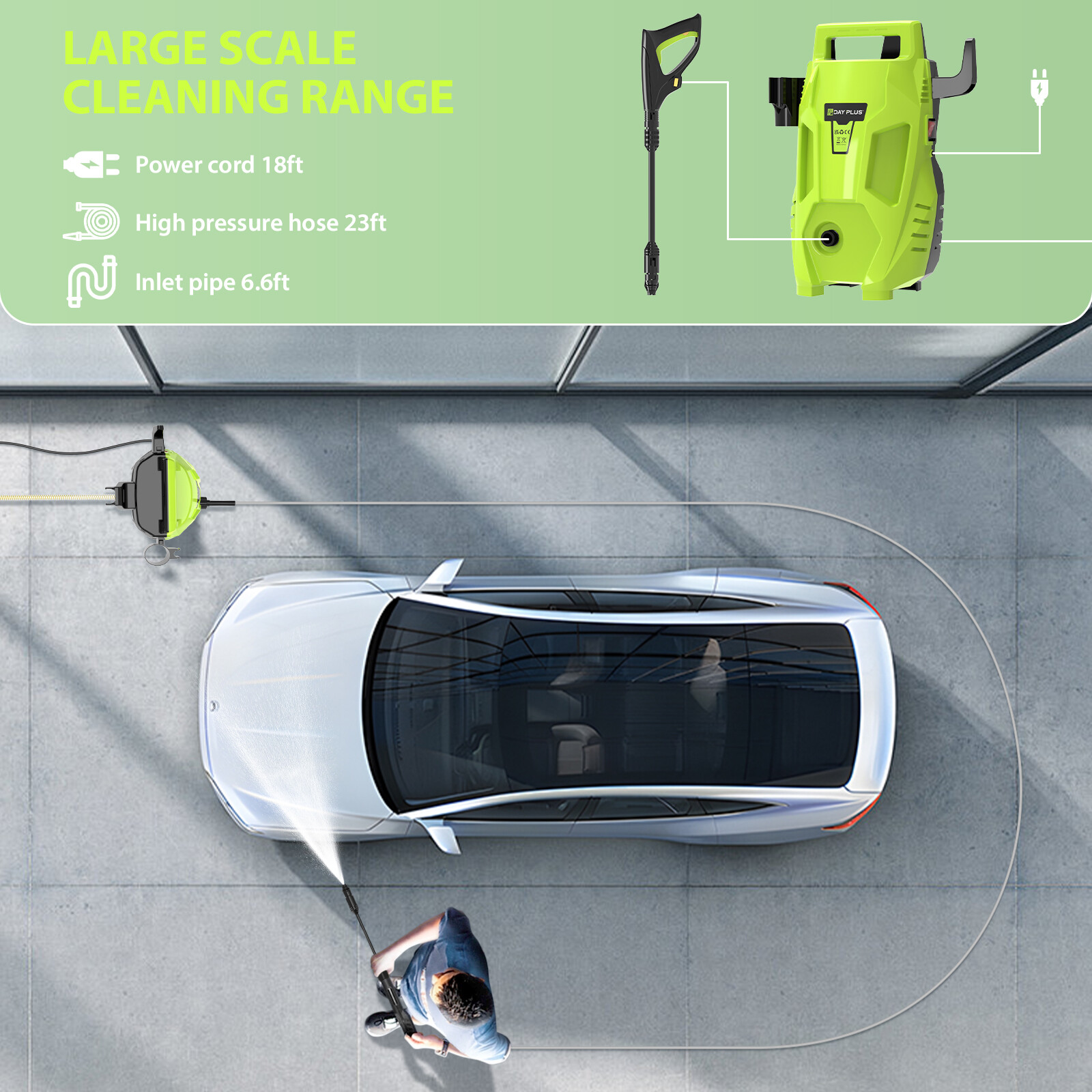 6000 PSI Electric Pressure Washer High Pressure Washer Portable Powered Washer