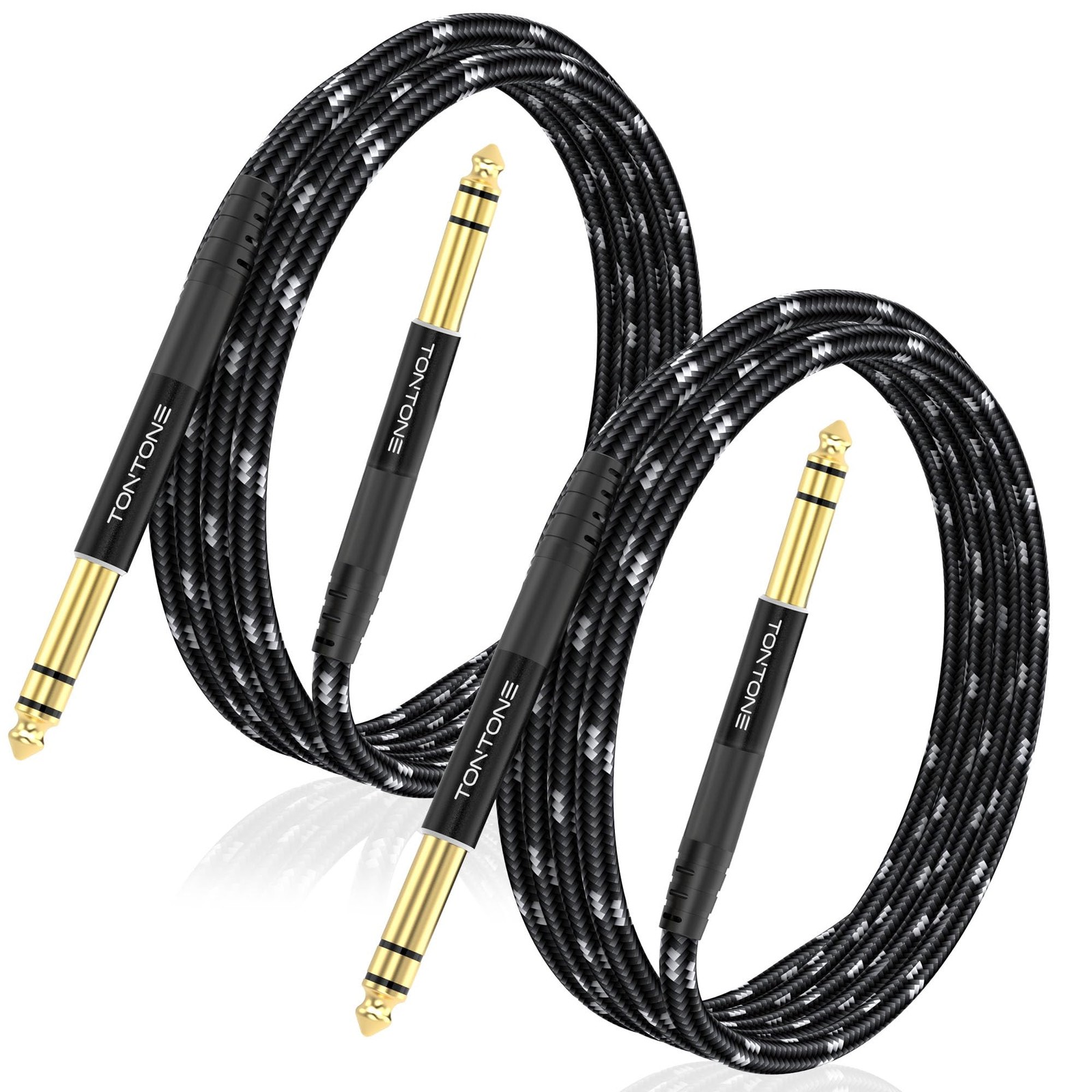 1/4 Inch TRS Cable 2-Pack 10FT, Quarter Inch 6.35mm Balanced Stereo Audio Cab...