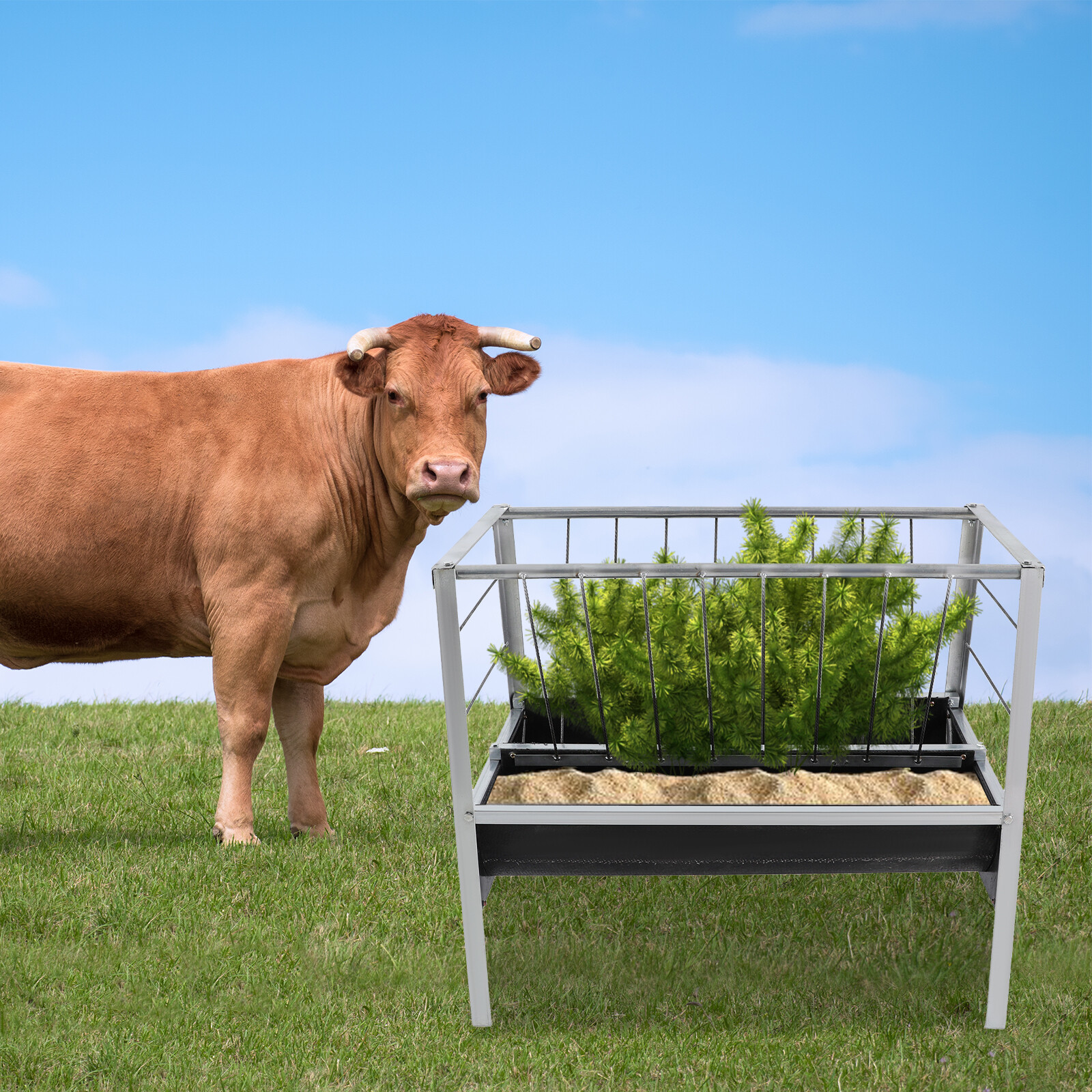 Heavy Duty Iron Steel Pasture Hay Feeder 39" For Goats, Sheep, Miniature Horses