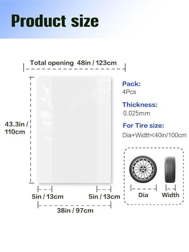 4-Pack tire Storage Bags, Waterproof Tire Covers for Storage & Transport, Tear