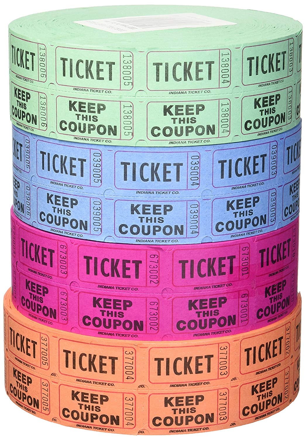 Indiana Ticket Company Raffle Tickets, (4 Rolls of 2000 ) Total 50/50 Raffle