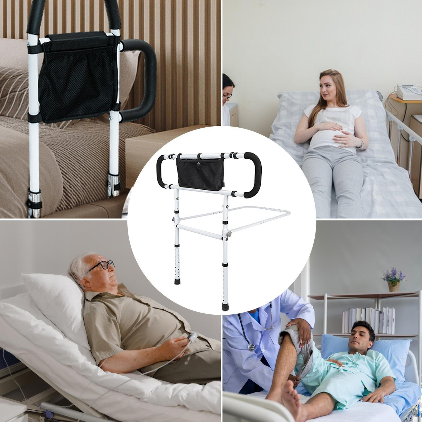 Foldable Bed Rails Height Width Adjustable Bed Guard Handles Bar For Elderly
