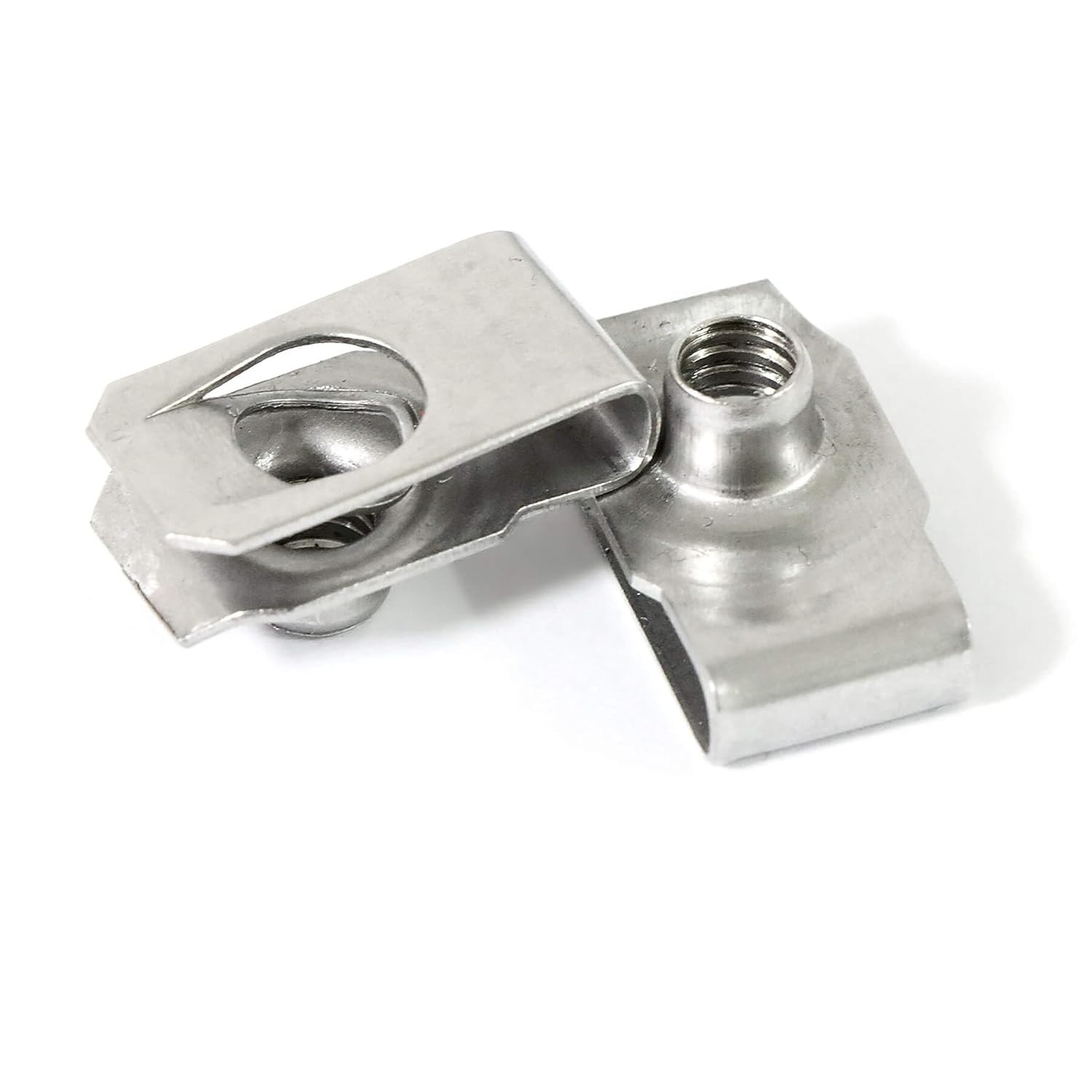 40 Packs 1/4" - 20 Stainless Steel Regular Extruded U Nuts, U Style Clip-on Nut,