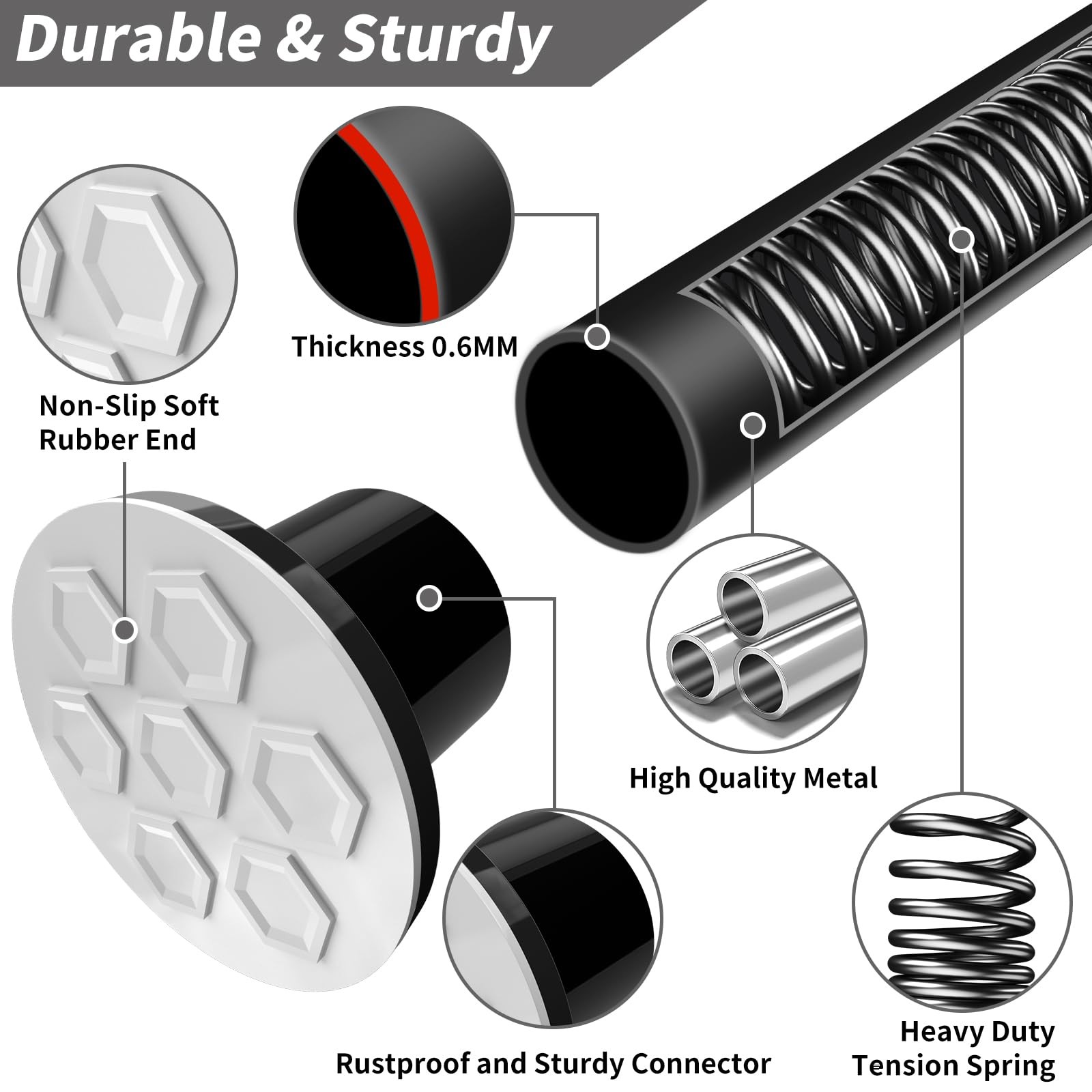 Tension Rod for Shower, 102 120 Inch Heavy Duty No Drill, Black