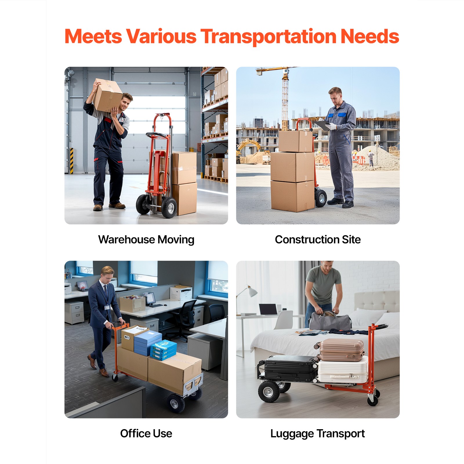 Uimoso 4-in-1 Aluminum Hand Truck, 1000 lbs Capacity, Convertible Dolly