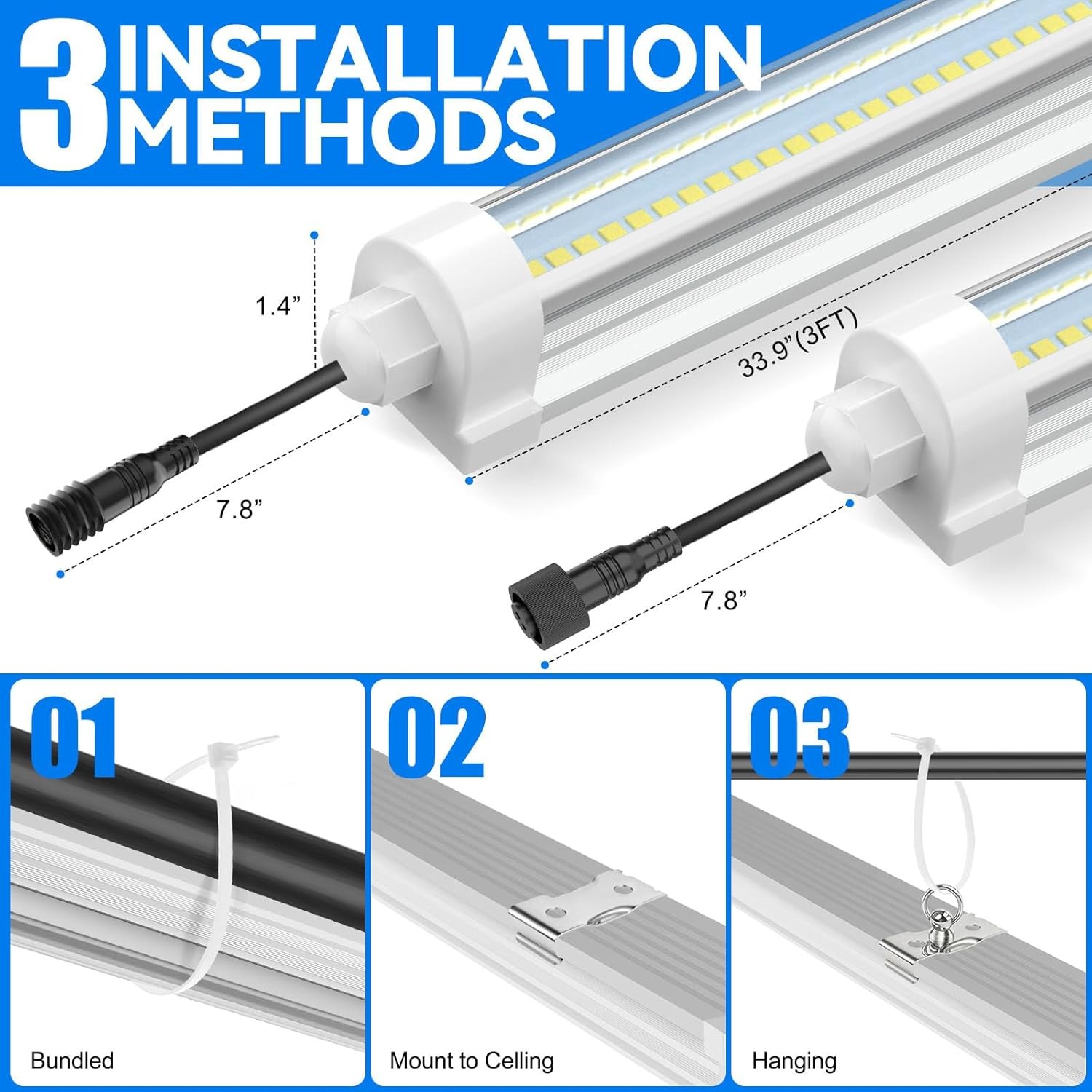 LED Grow Lights 2-20Pack T8 3-4FT 36、48W Indoor Linkable LED Plant Growing Lamps