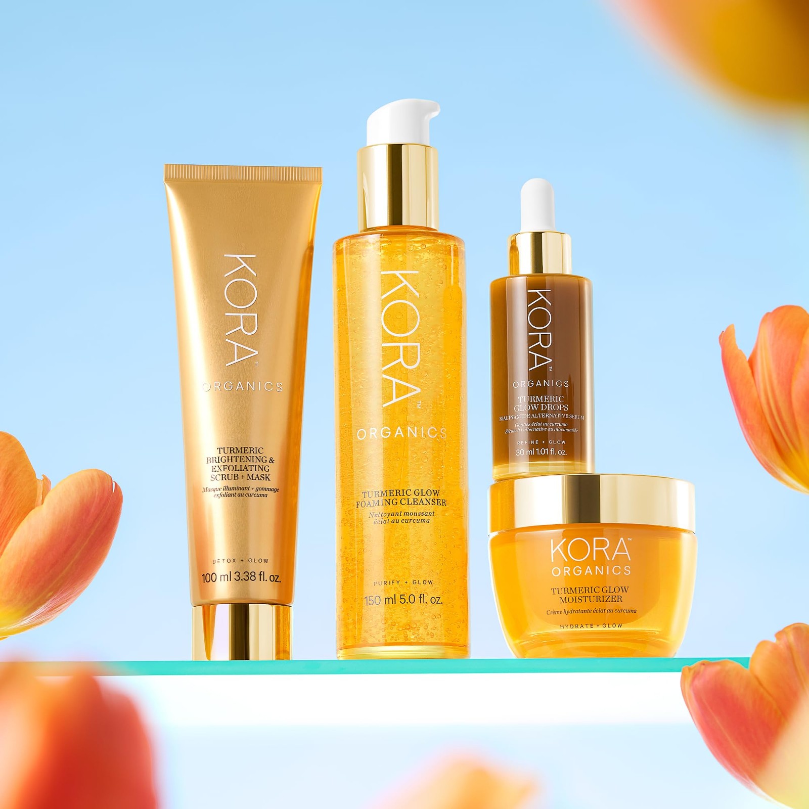 KORA Organics Turmeric Glow Drops, Certified Organic Radiance Face Serum with Ni