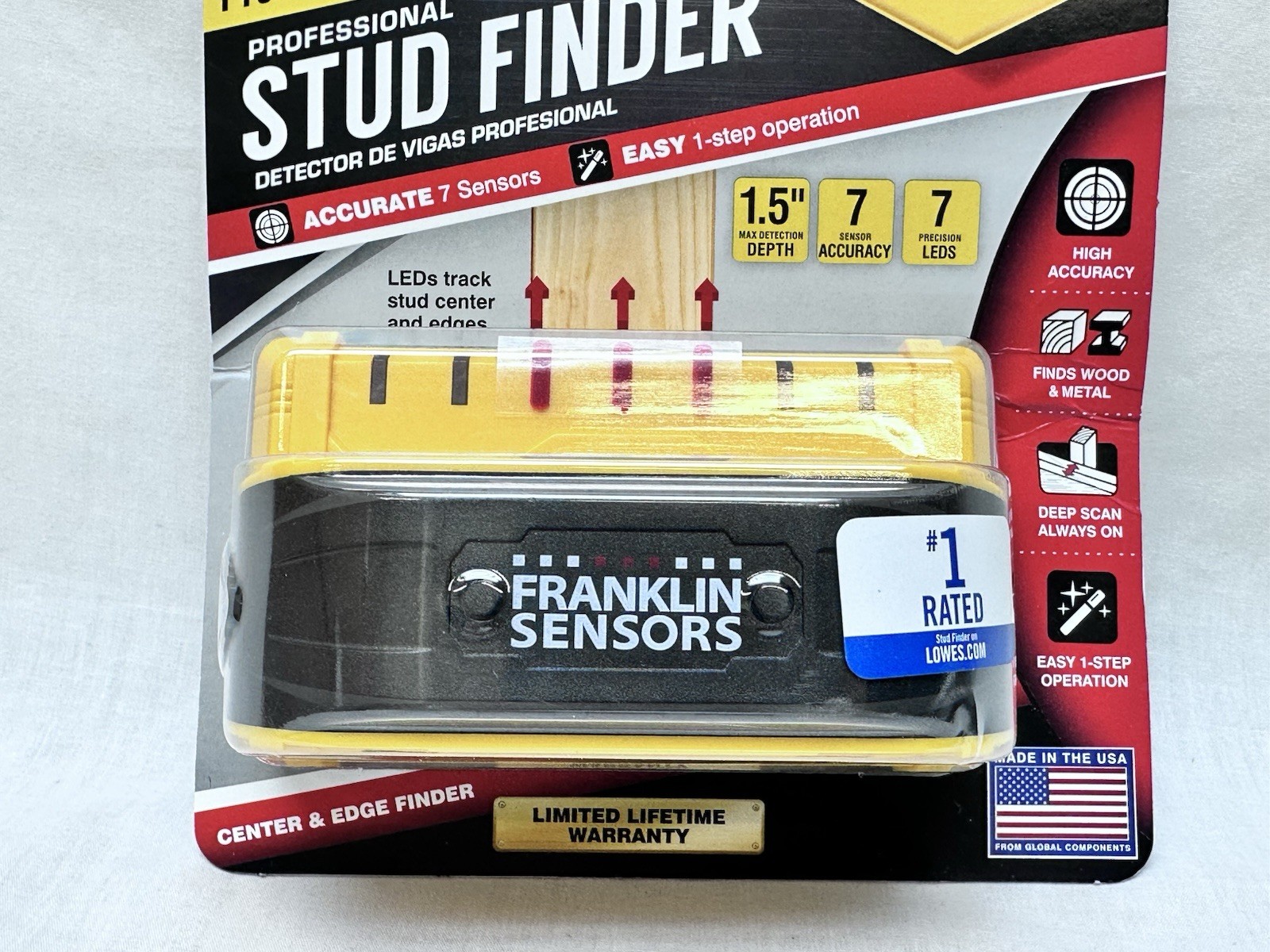 Franklin Sensors X700 Stud Finder 1.5-In Scan Depth Metal & Wood Wall Scanner