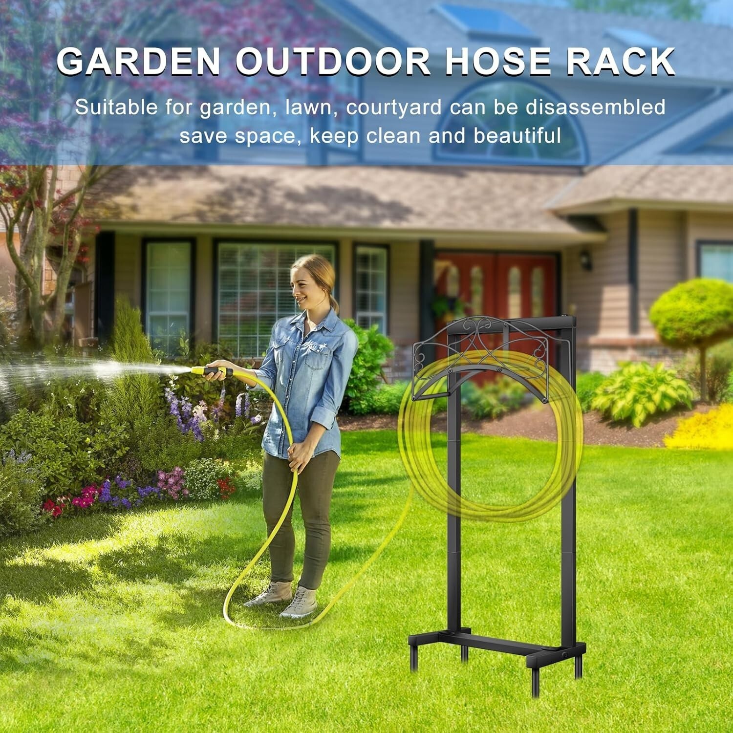 41.5-inch Detachable Metal Garden Hose Holder Reel Hanger