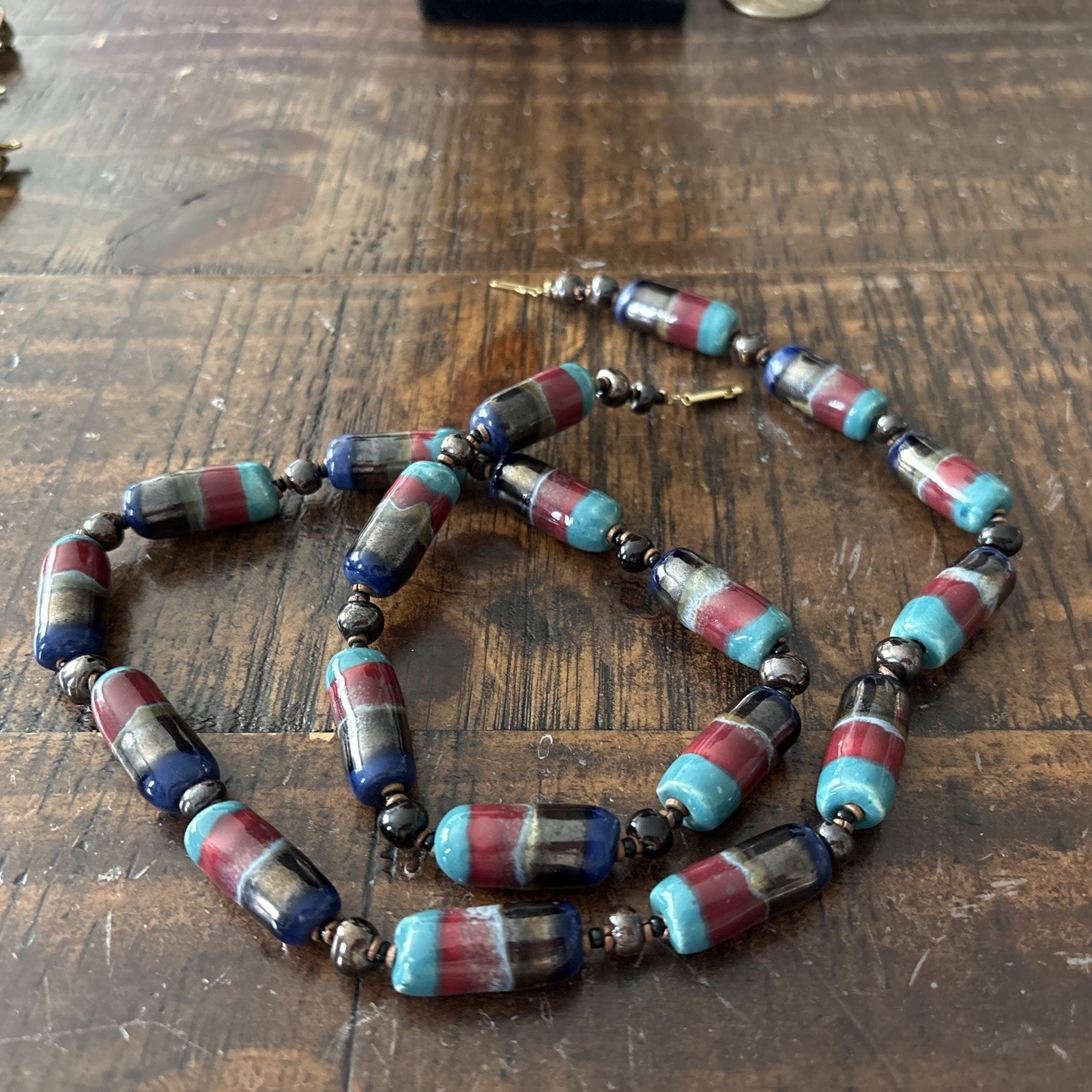 Himalayan Style Glass Beaded Necklace-Rich color beads-29”Gorgeous