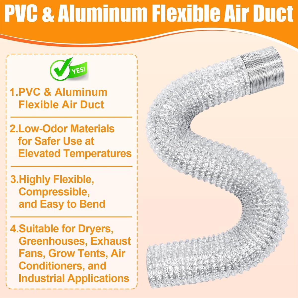 4in 10FT Dryer Vent Hose Flexible Air Ducting for Clothes Dryer Grow Exhaust Fan