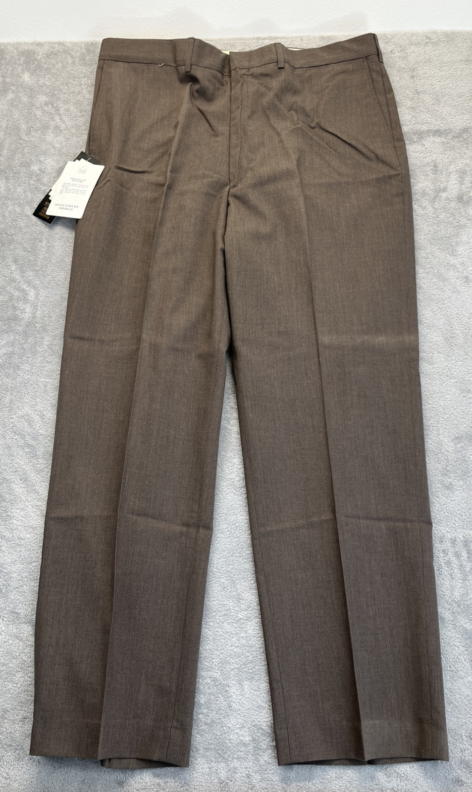 Farah Trevira Dress Pants Mens 40x32 Brown Flat Front NWT