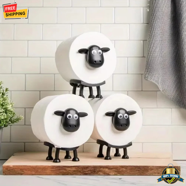 1 pc Cute Sheep Toilet Paper Holder Cartoon Bathroom Decor Standalone