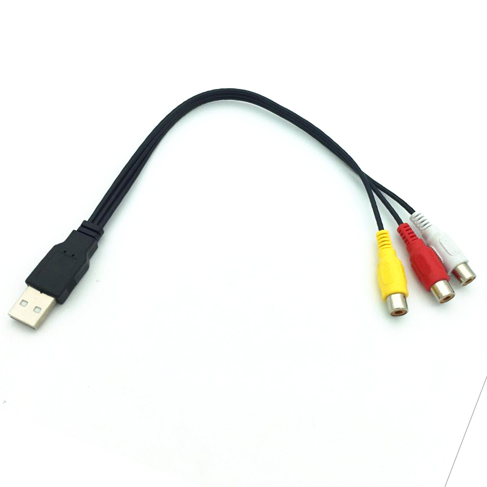 2x USB Male to 3 RCA AV Audio Video Cable Adapter 25CM for TV HDTV DVD 1080P US