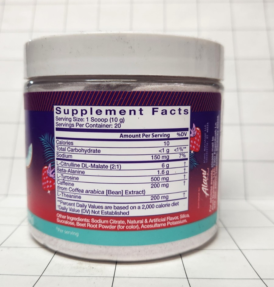 Alani Pre-Workout Energy Supplement Hawaiian Shaved Ice 20 Servings EXP 10/27