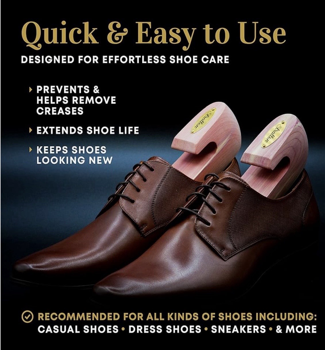 4 Pairs Cedar Shoe Tree - Shoe Trees for Men&Women, Sneakers, Widener&Shaper