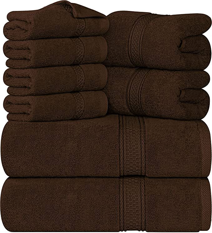 Utopia Towels 600 GSM 8Pc Towel Set 2 Bath Towels 2 Hand Towels 4 Washcloths