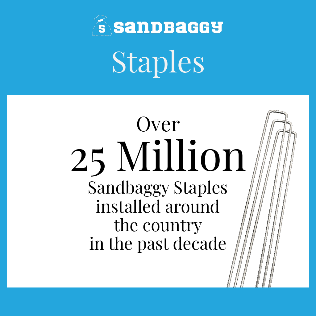 Sandbaggy 12 Inch RUST FREE Landscape Staples ~ SOD Stakes Fabric Pins - 8 Gauge